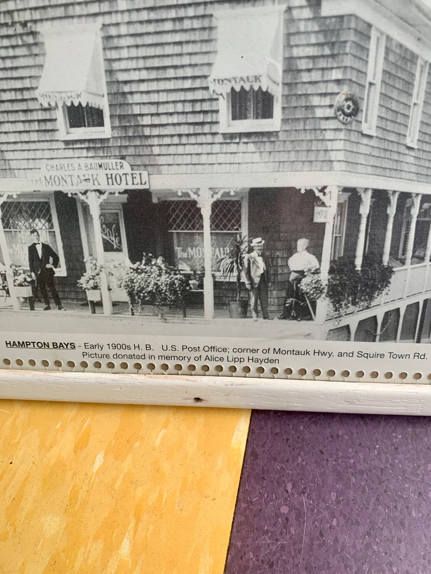 Vintage Black & White Photograph of Hampton Bays: The Montauk Hotel and U.S. Post Office