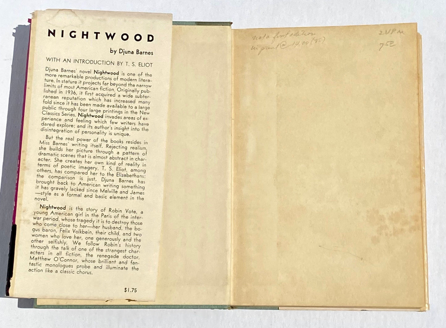 Vintage Nightwood by Djuna Barnes with and intro by T.S. Elliot
