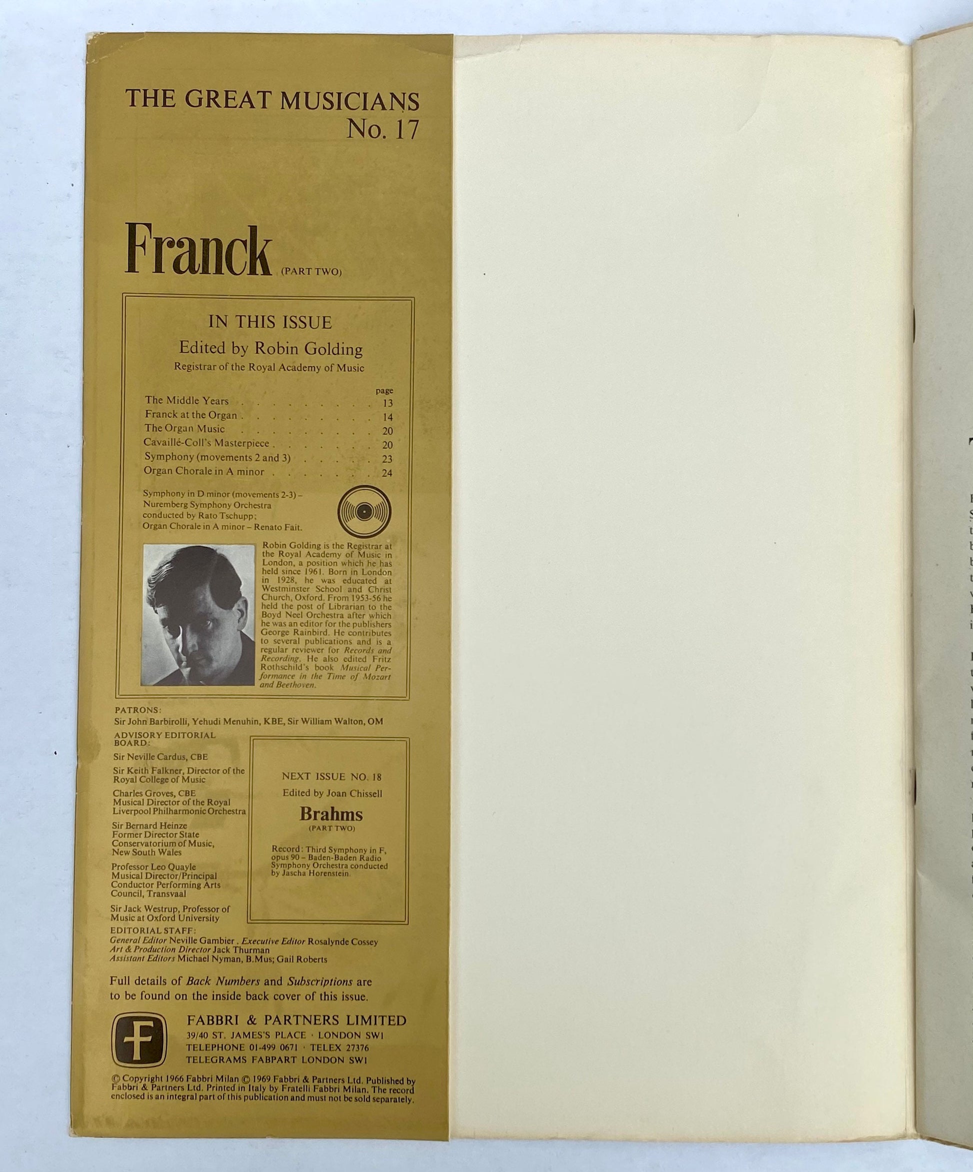 Franck Part 2 The Great Musicians Study of Music enclosed with Record