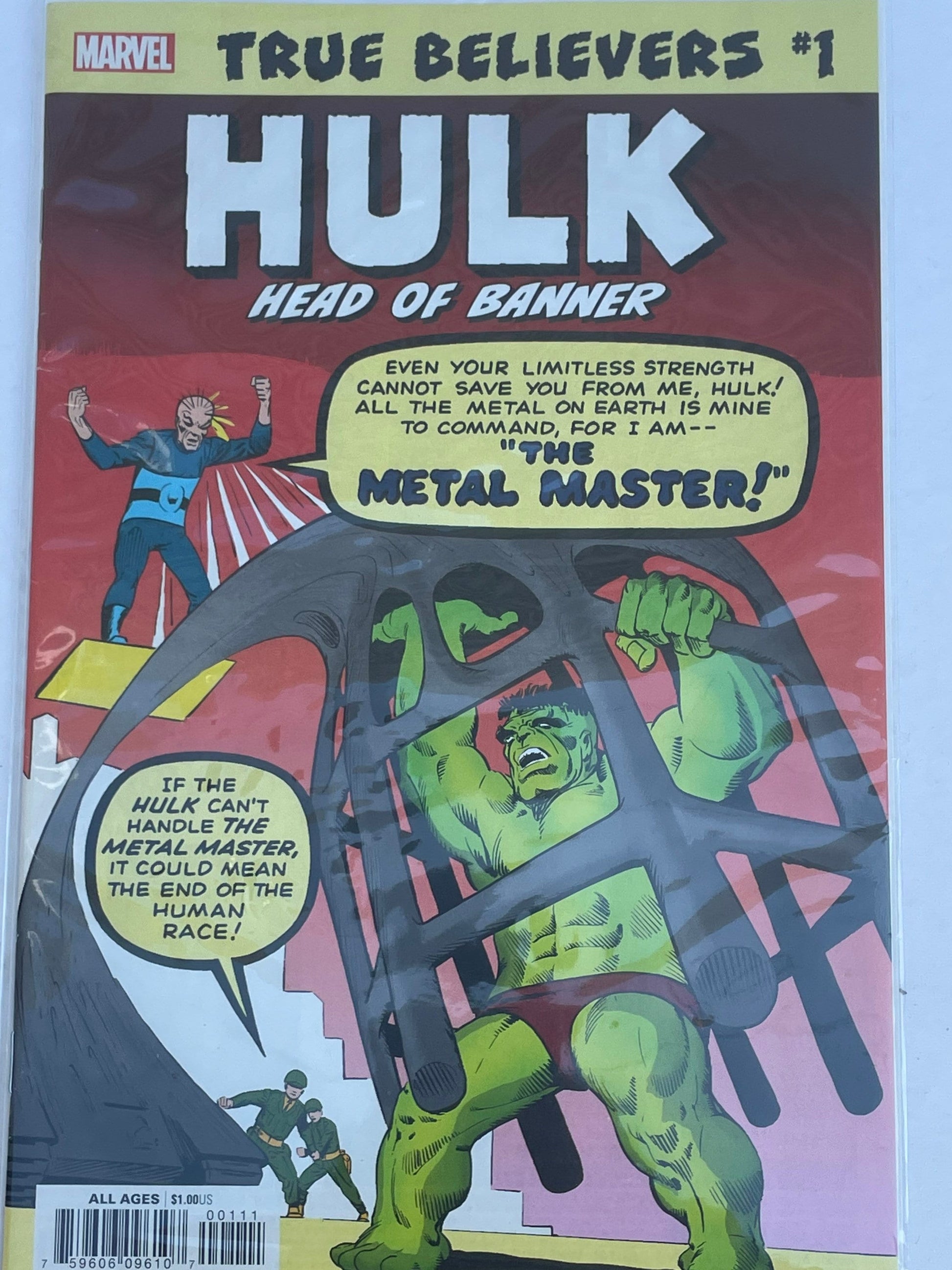 Hulk: Head of Banner Comic Book, Marvel Comics Collector's Item, Superhero Graphic Novel, Stan Lee Tribute