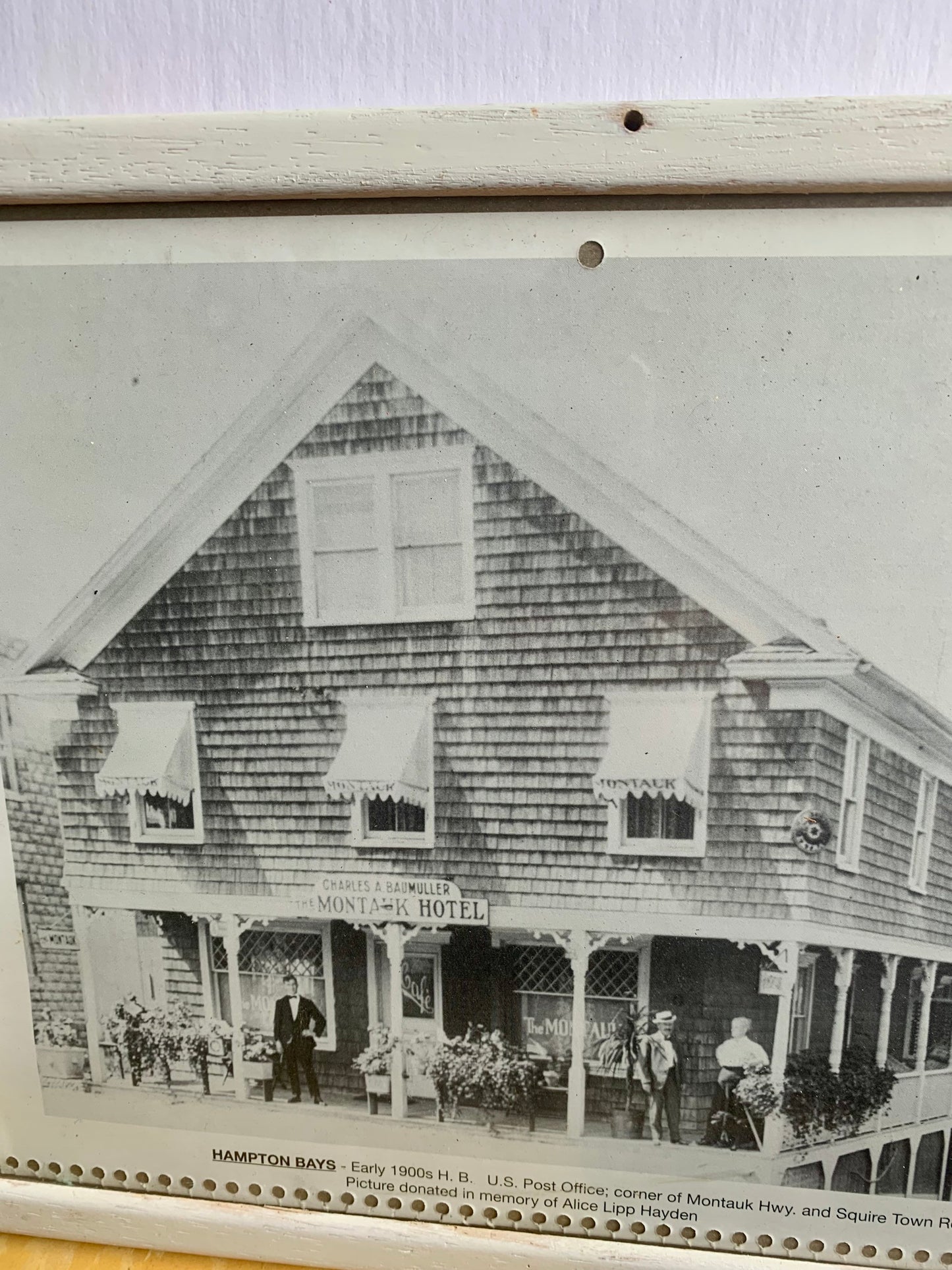 Vintage Black & White Photograph of Hampton Bays: The Montauk Hotel and U.S. Post Office