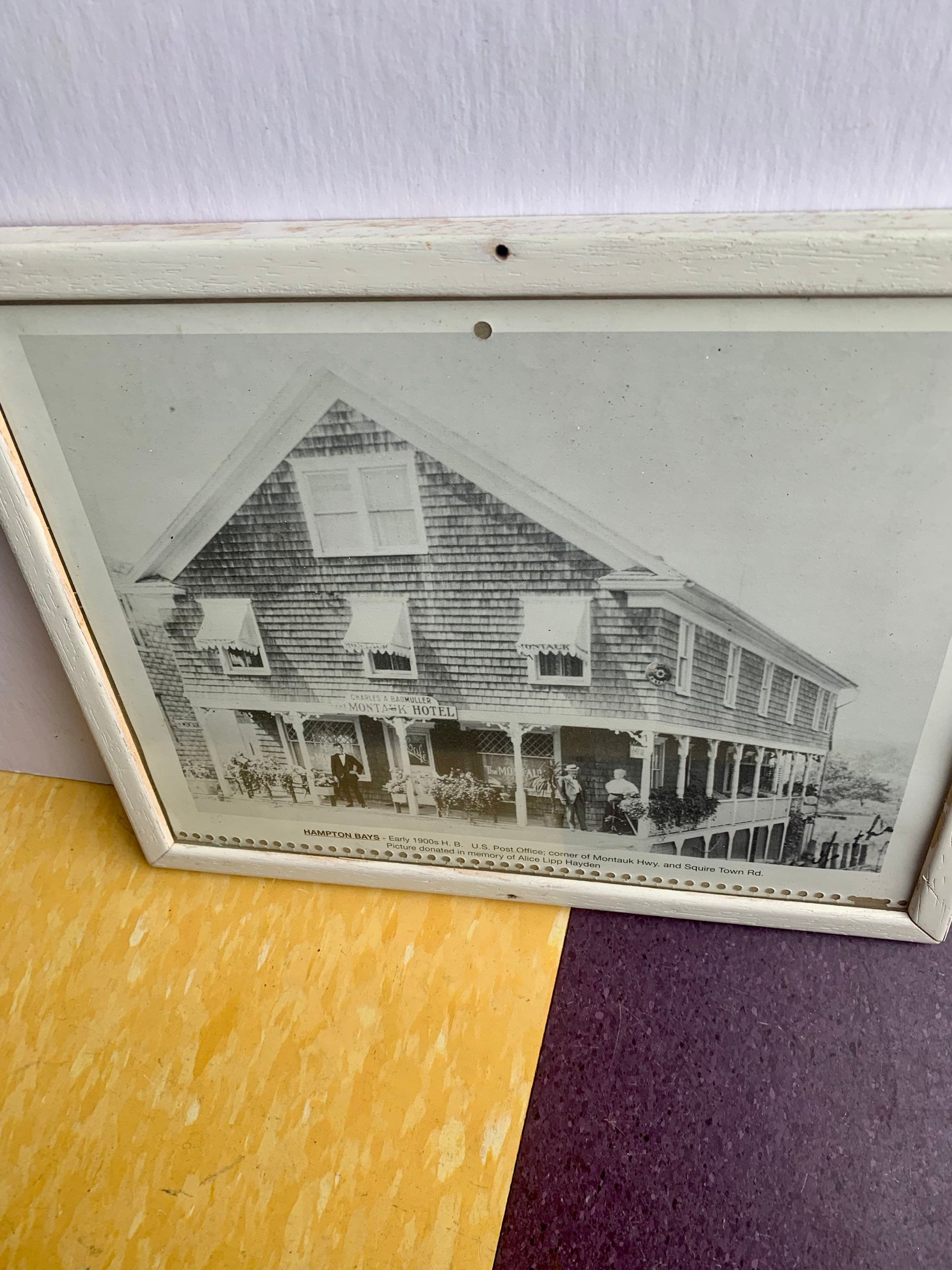 Vintage Black & White Photograph of Hampton Bays: The Montauk Hotel and U.S. Post Office