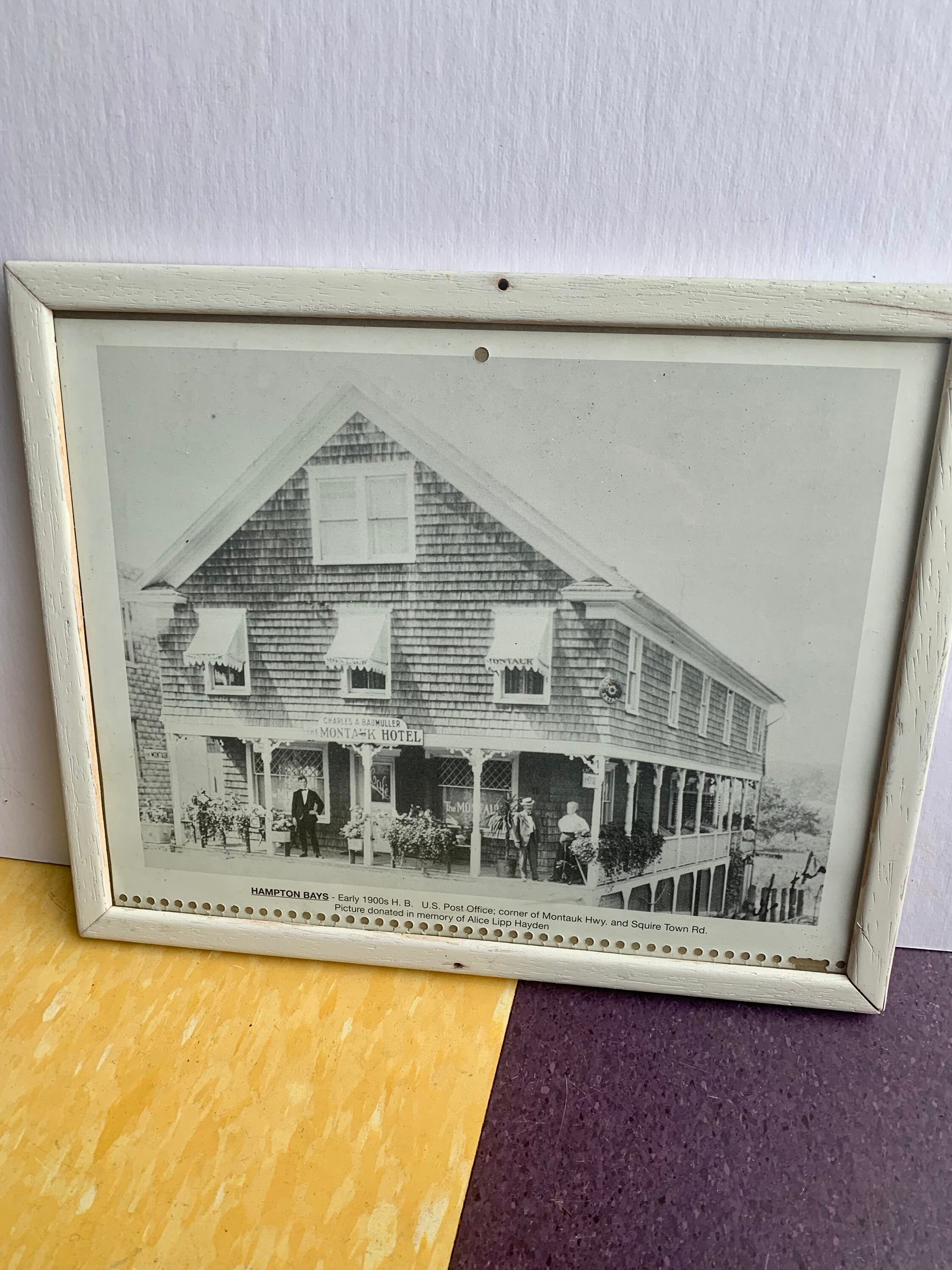 Vintage Black & White Photograph of Hampton Bays: The Montauk Hotel and U.S. Post Office