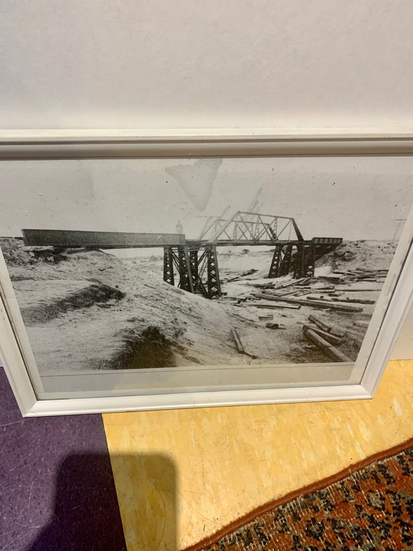 Vintage Black & White Photograph of the Construction of a Bridge