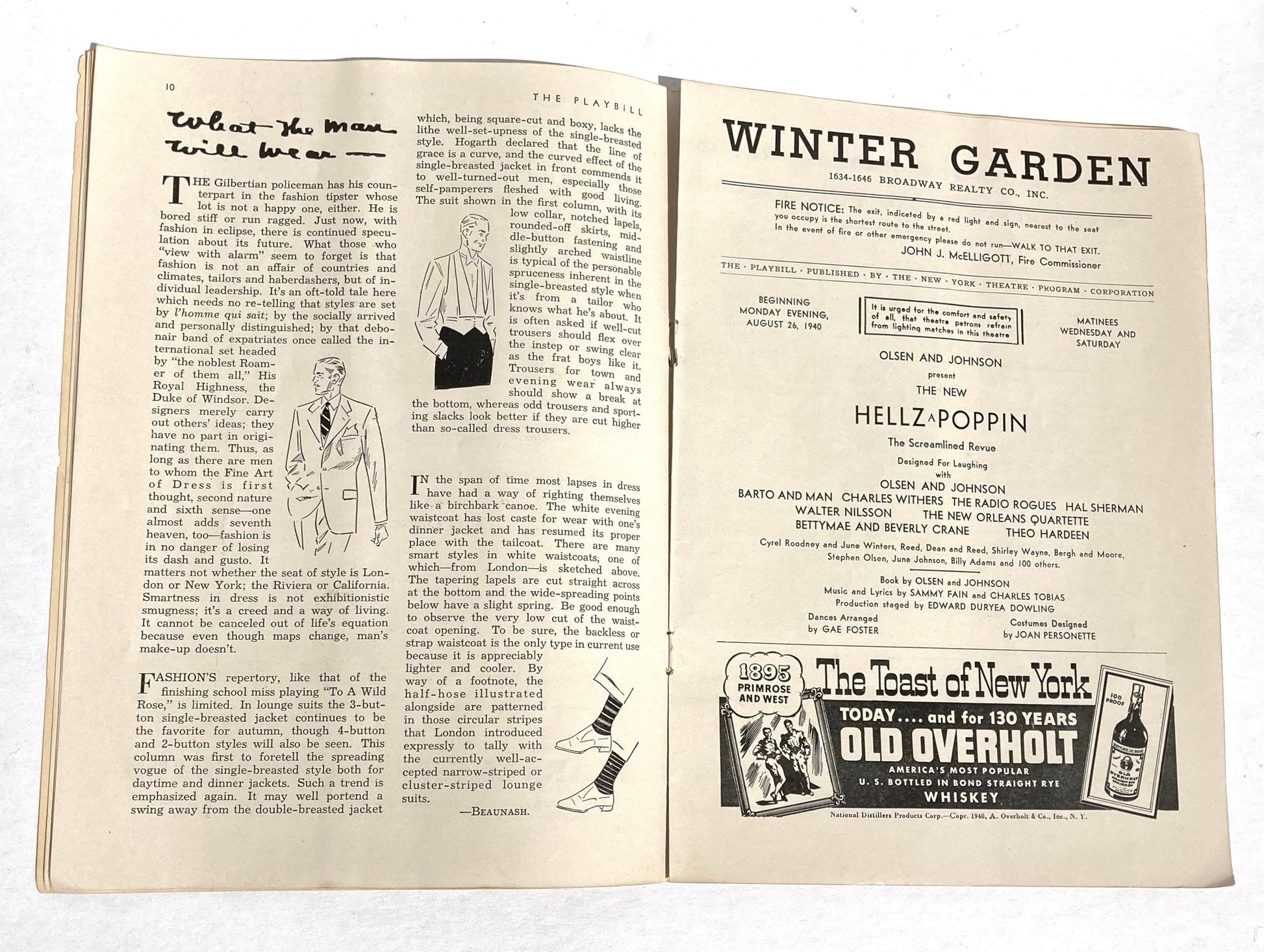 Vintage Playbill- 1940 - Winter Theatre Playbill - Hellz A Poppin - Olsen And Johnson
