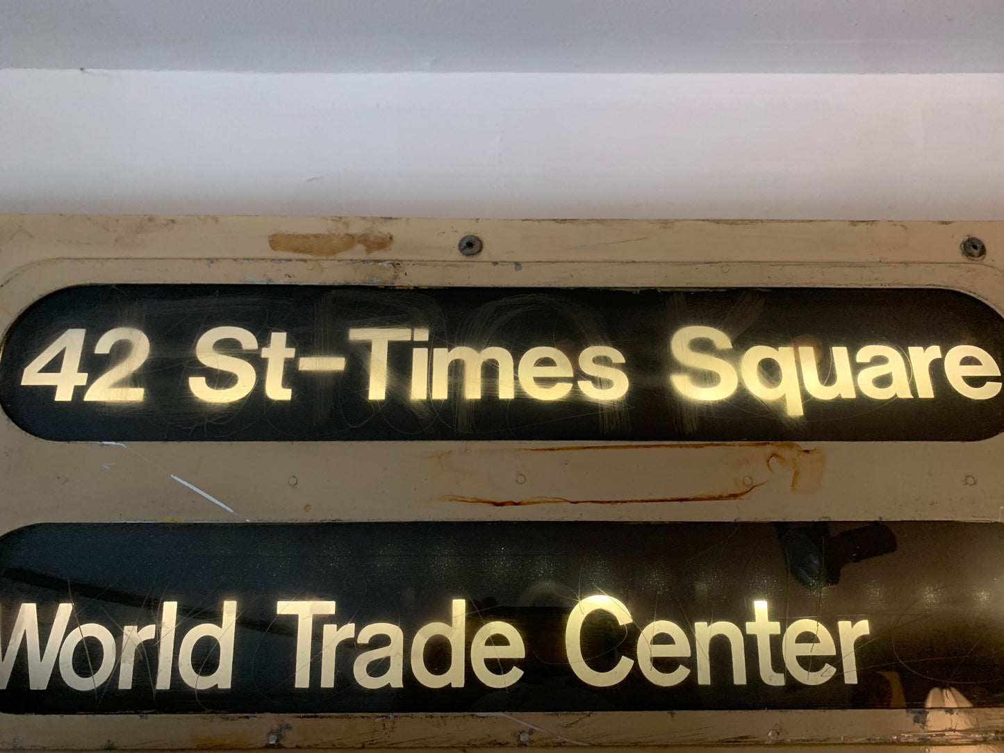 Amazing and Rare Authentic Two sided New York City Subway Car Station / Route Sign, World Trade Center, Times Square, More, MTA Memorabilia