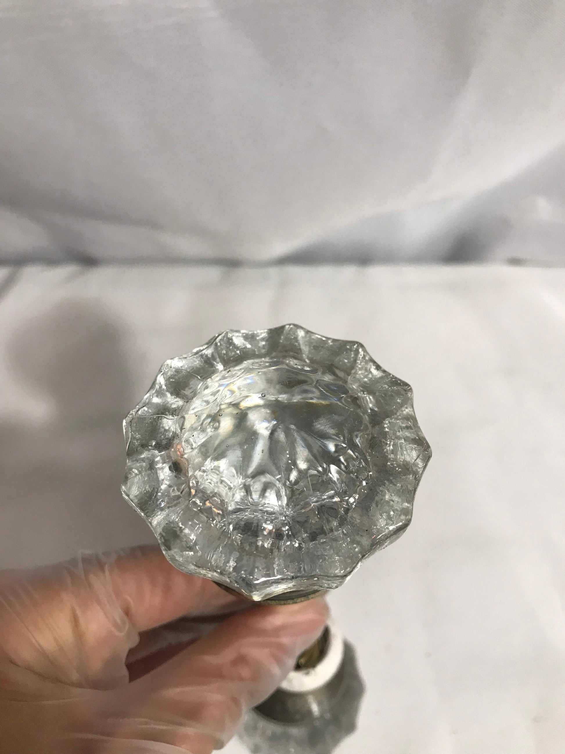 Vintage Glass Fluted Door Knobs | Pair | Home Decor