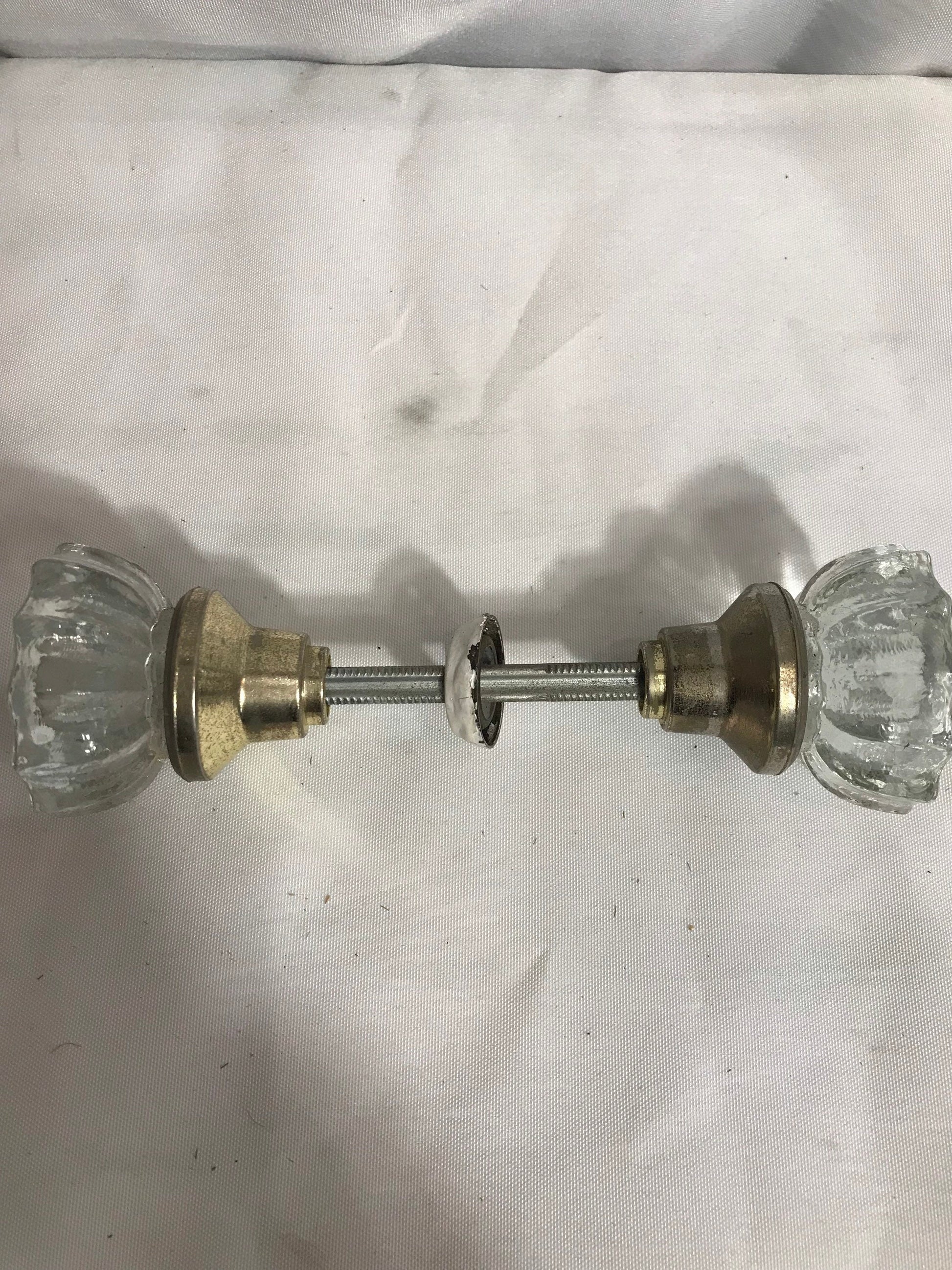 Vintage Glass Fluted Door Knobs | Pair | Home Decor