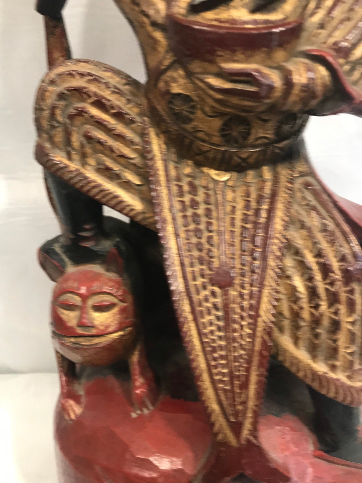 Vintage Wooden Sculpture of A Teak Warlord | Home Decor