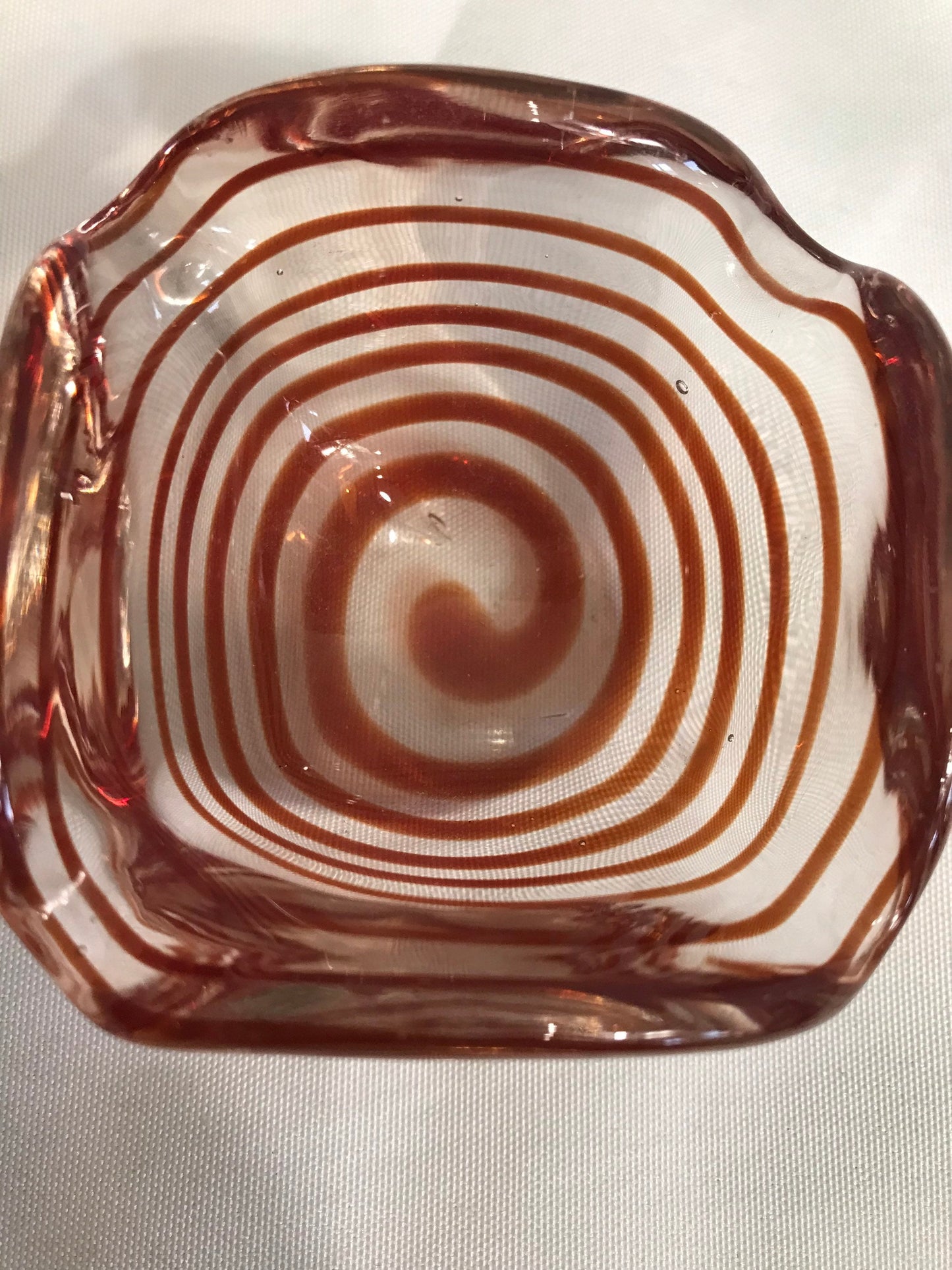 Vintage Auburn Swirl Murano Glass Dish | Home Decor