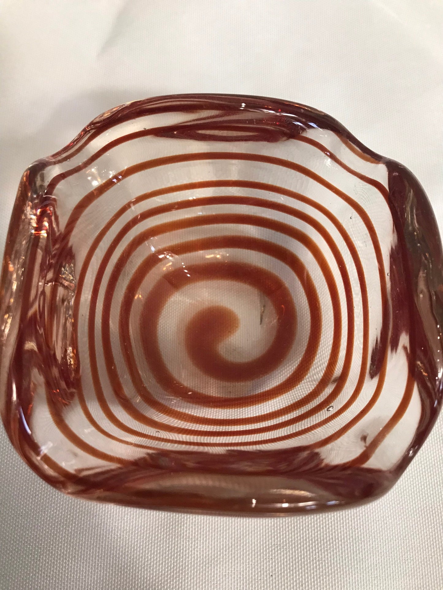 Vintage Auburn Swirl Murano Glass Dish | Home Decor