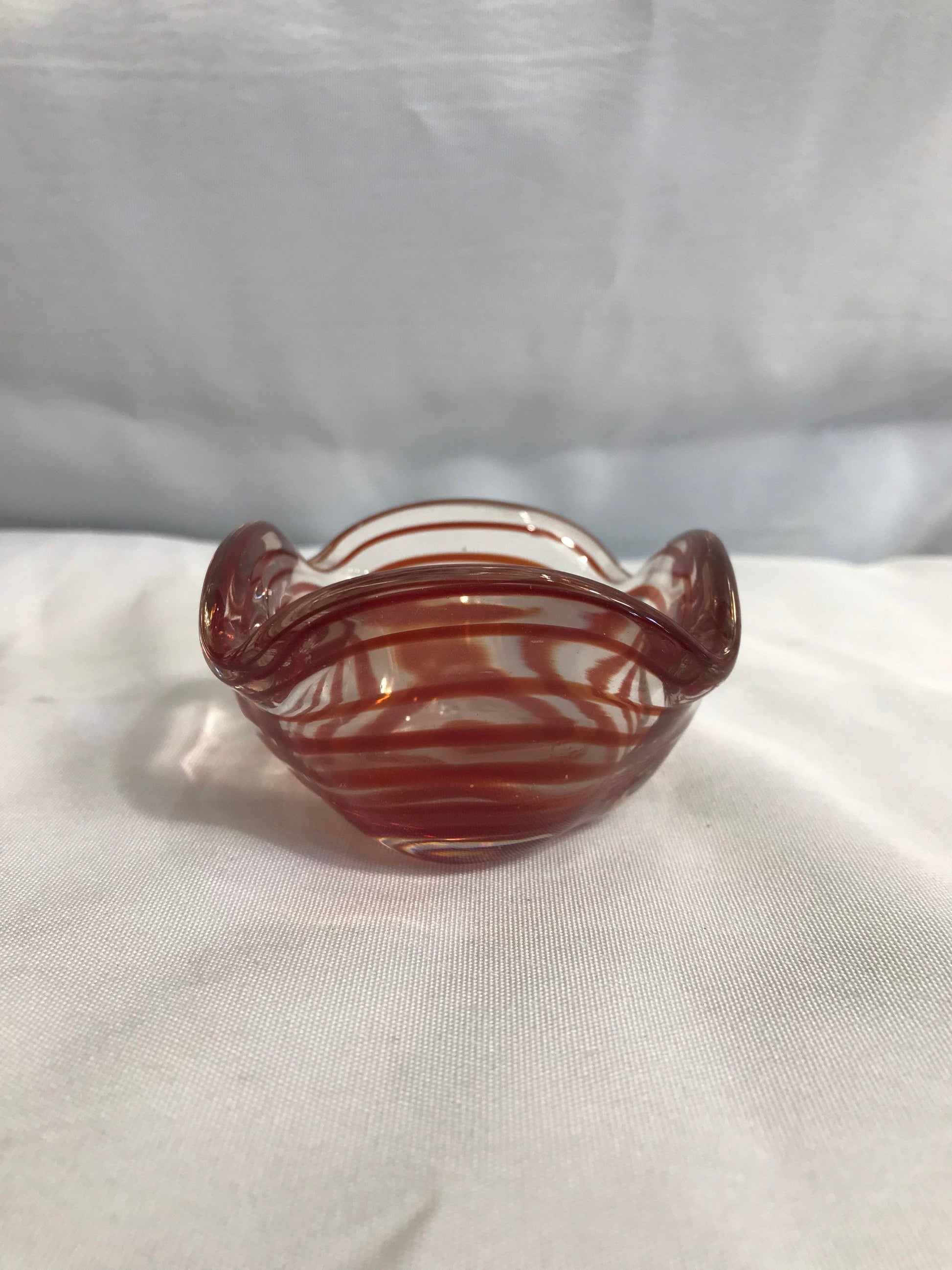 Vintage Auburn Swirl Murano Glass Dish | Home Decor