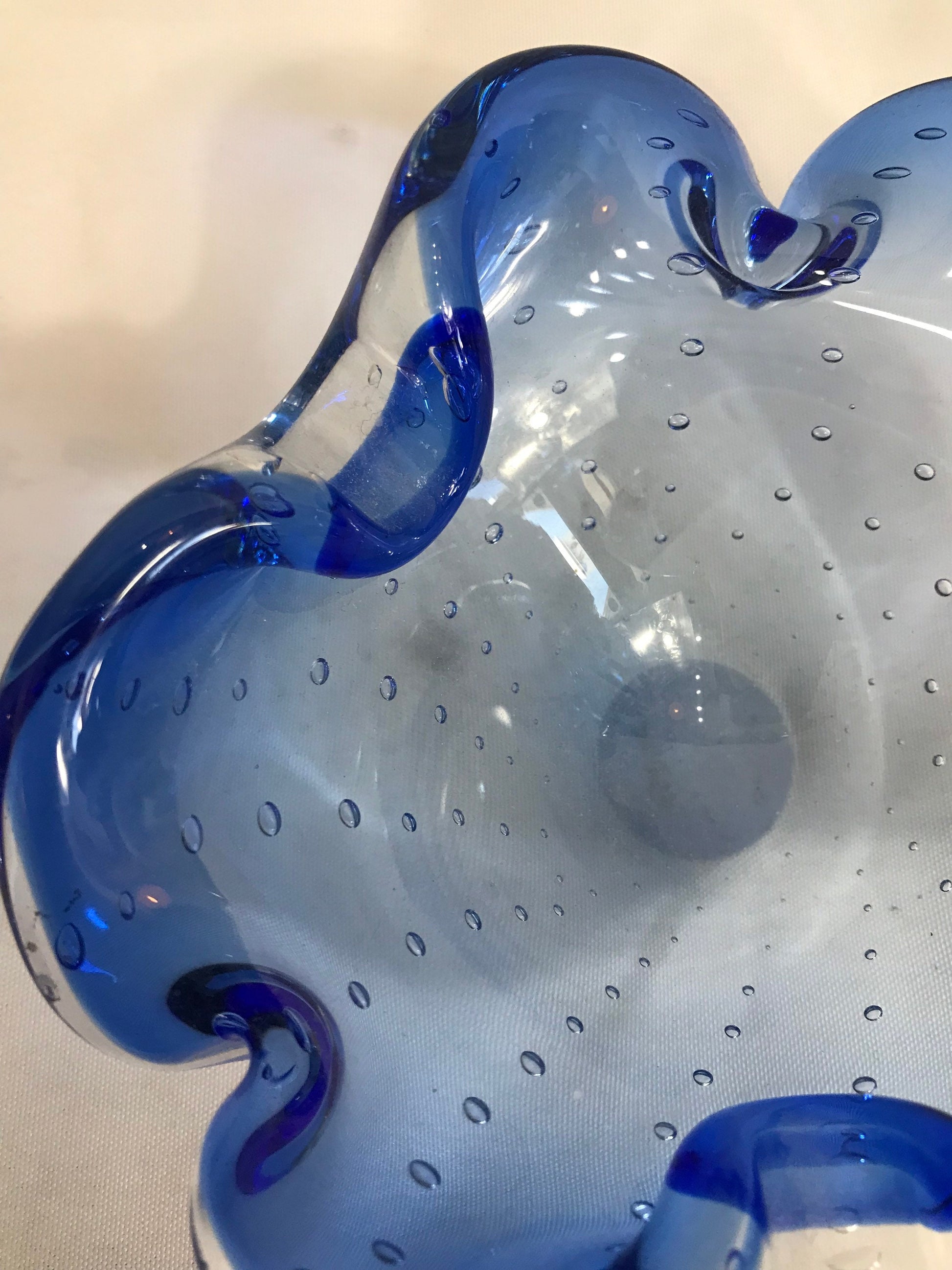 Vintage Clear Blue Murano Glass | Home Decor