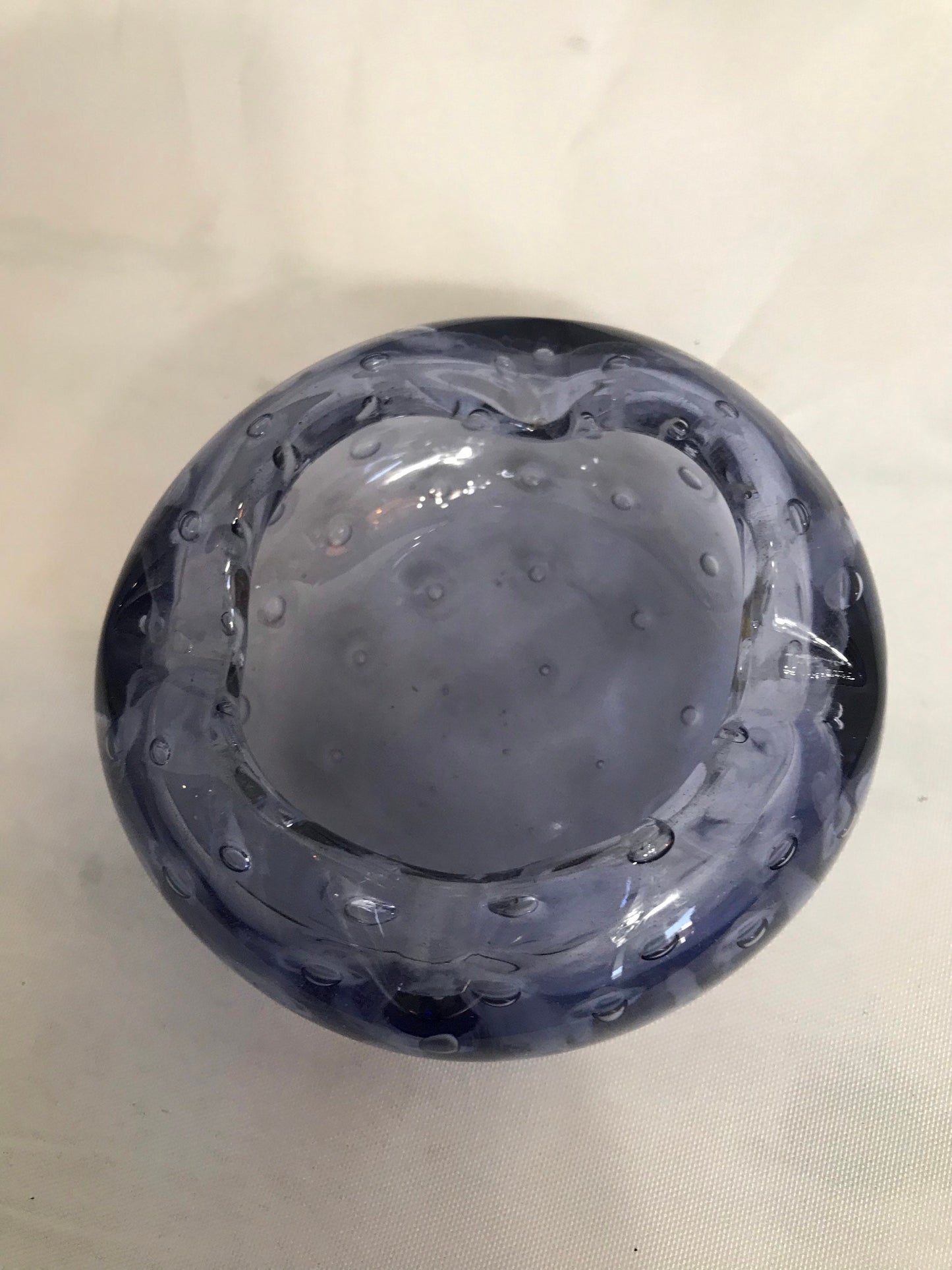 Vintage Blue Bubble Glass Murano Dish | Home Decor