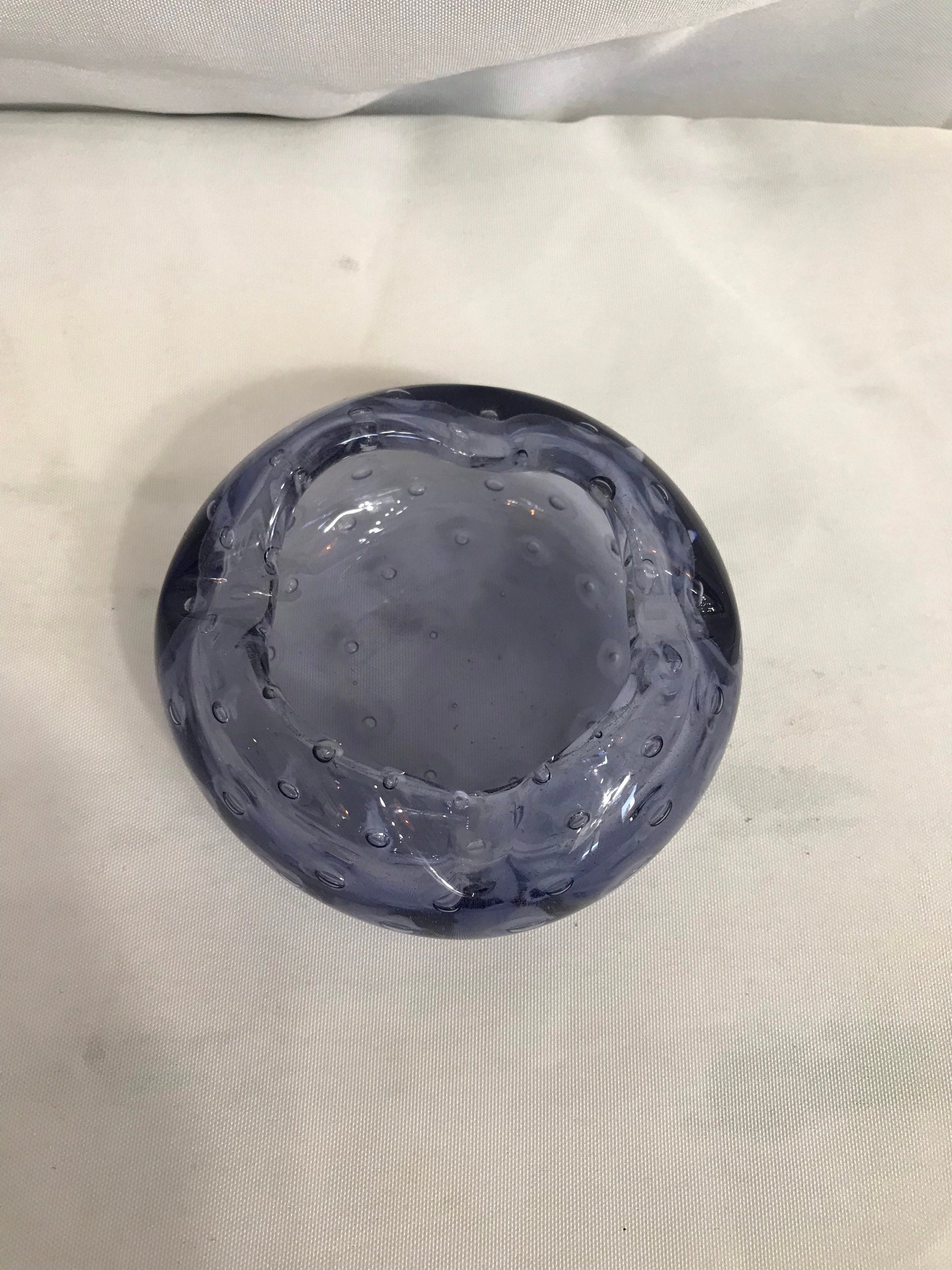 Vintage Blue Bubble Glass Murano Dish | Home Decor