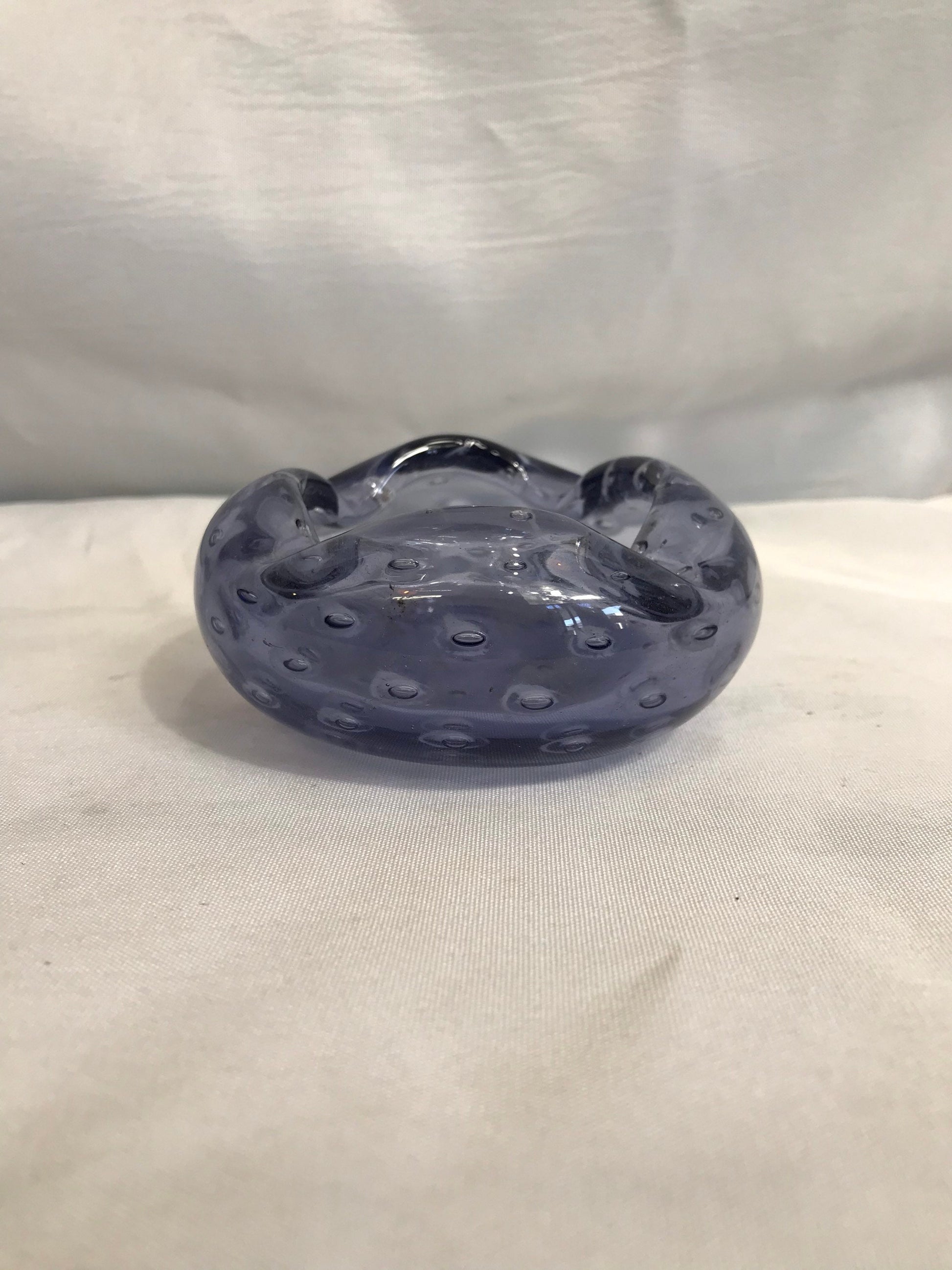 Vintage Blue Bubble Glass Murano Dish | Home Decor