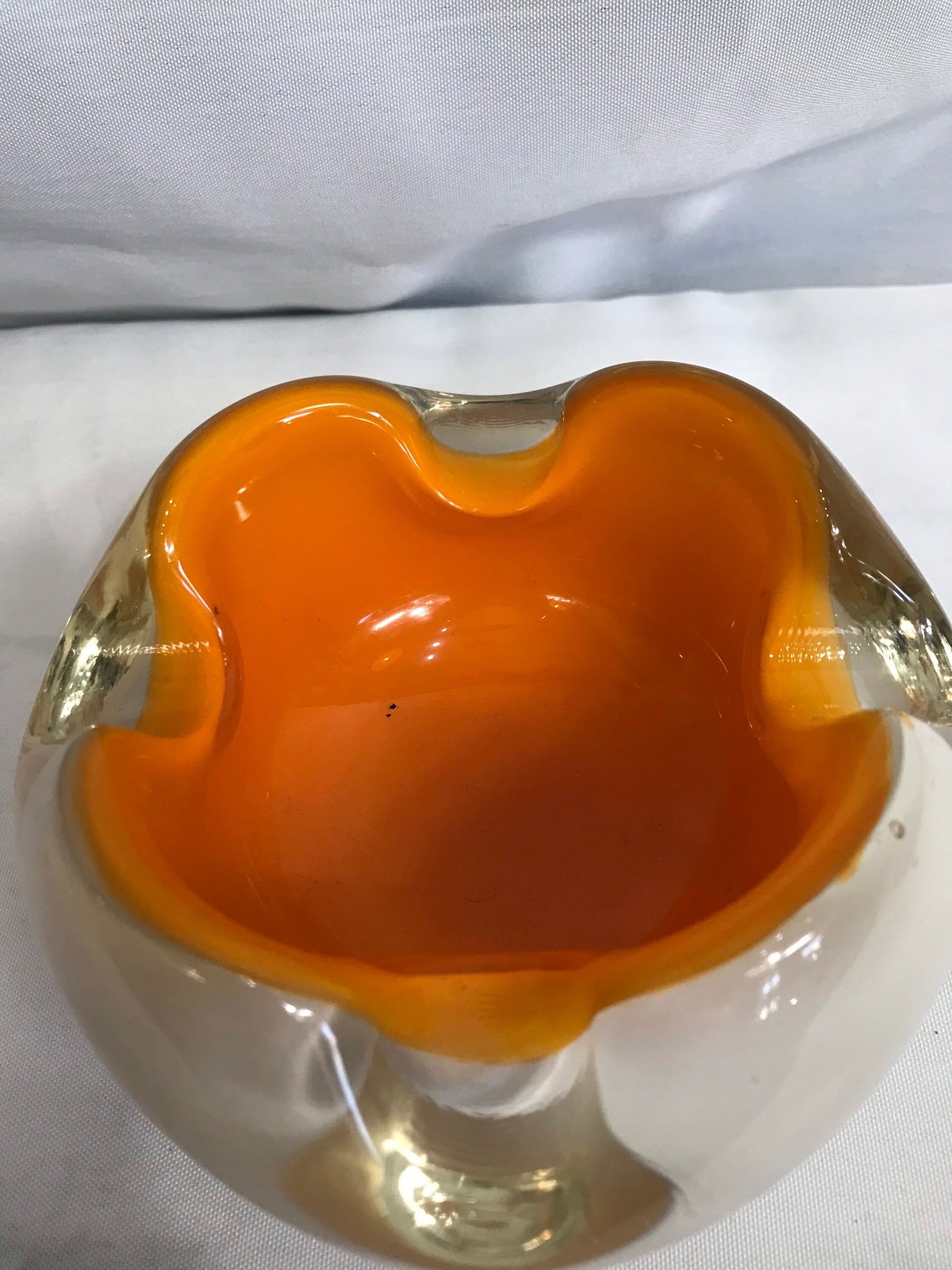 Vintage Orange and White Murano Glass Dish | Home Decor