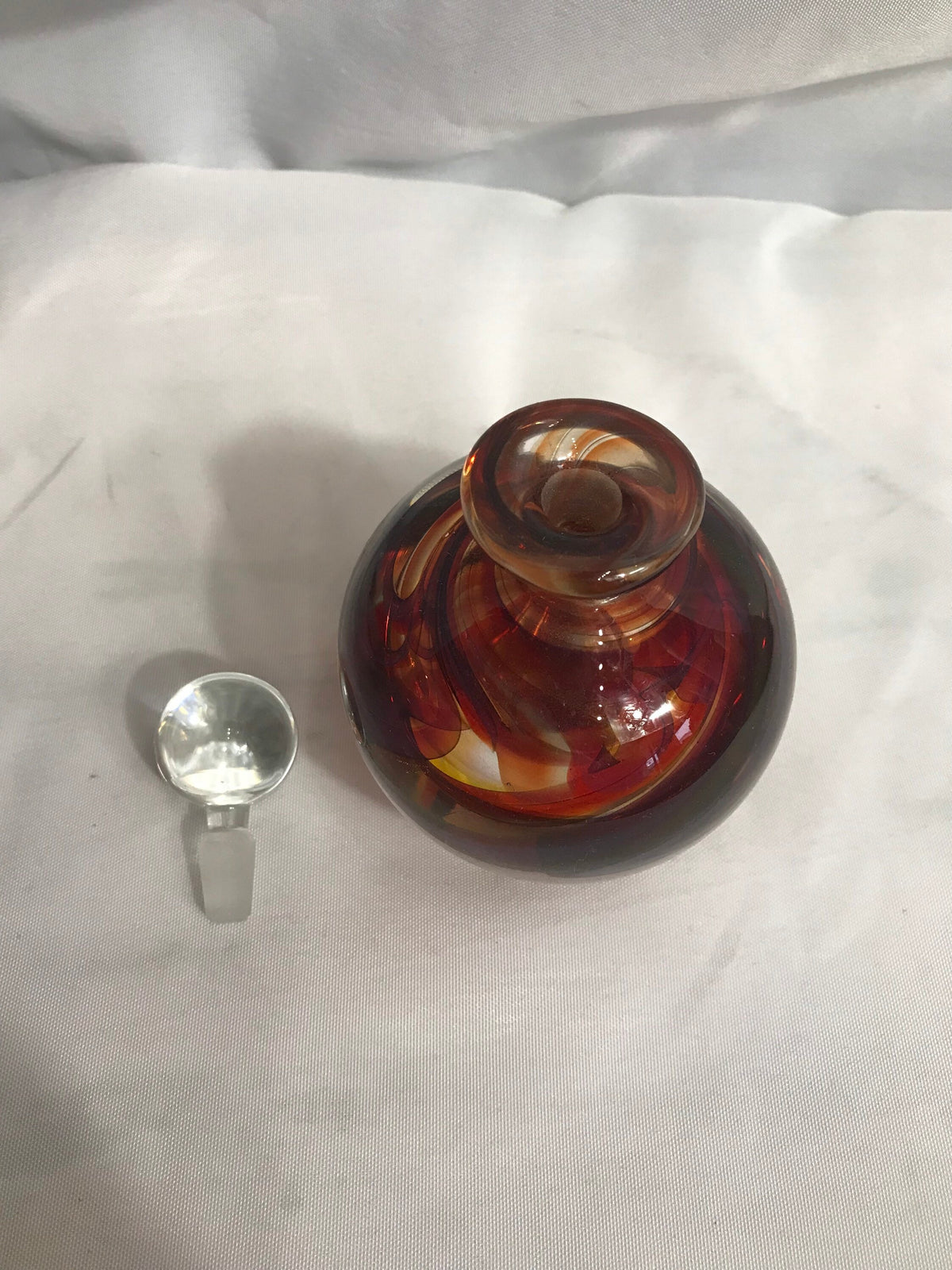 Vintage Red Swirl Glass Perfume Bottle | Vanity Storage