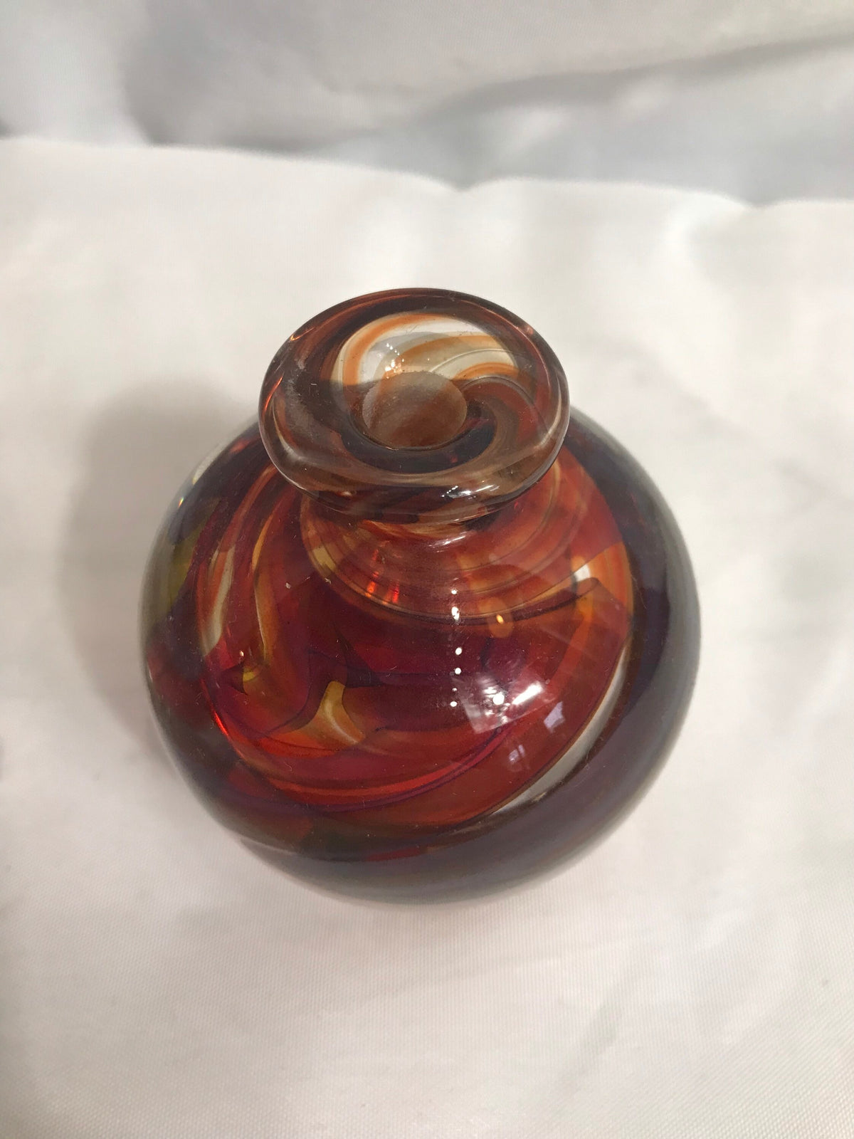 Vintage Red Swirl Glass Perfume Bottle | Vanity Storage