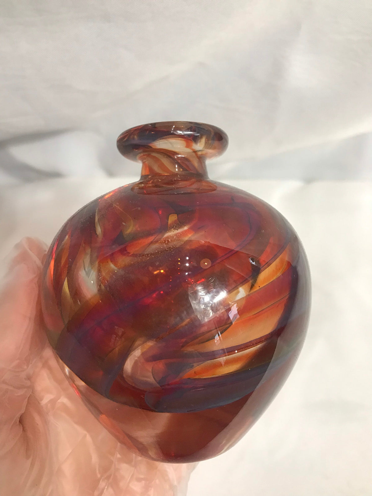 Vintage Red Swirl Glass Perfume Bottle | Vanity Storage