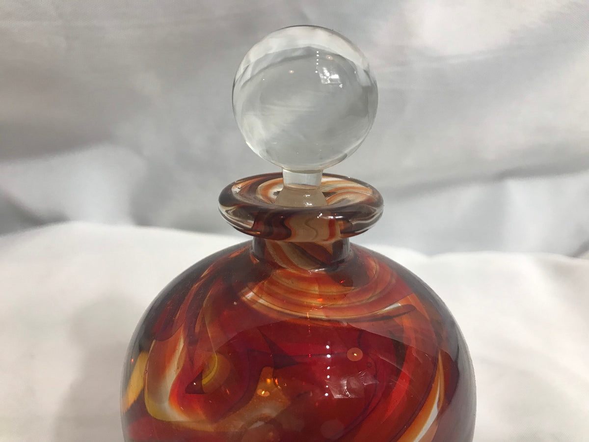 Vintage Red Swirl Glass Perfume Bottle | Vanity Storage