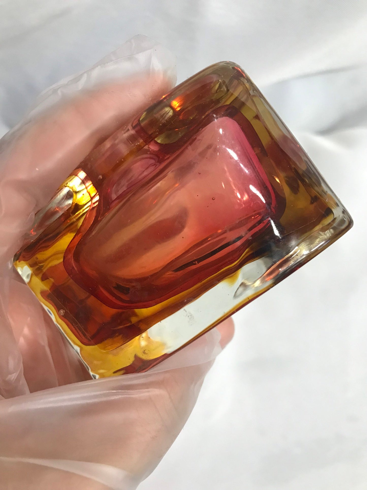 Vintage Red & Yellow Glass Perfume Bottle | Vanity Storage