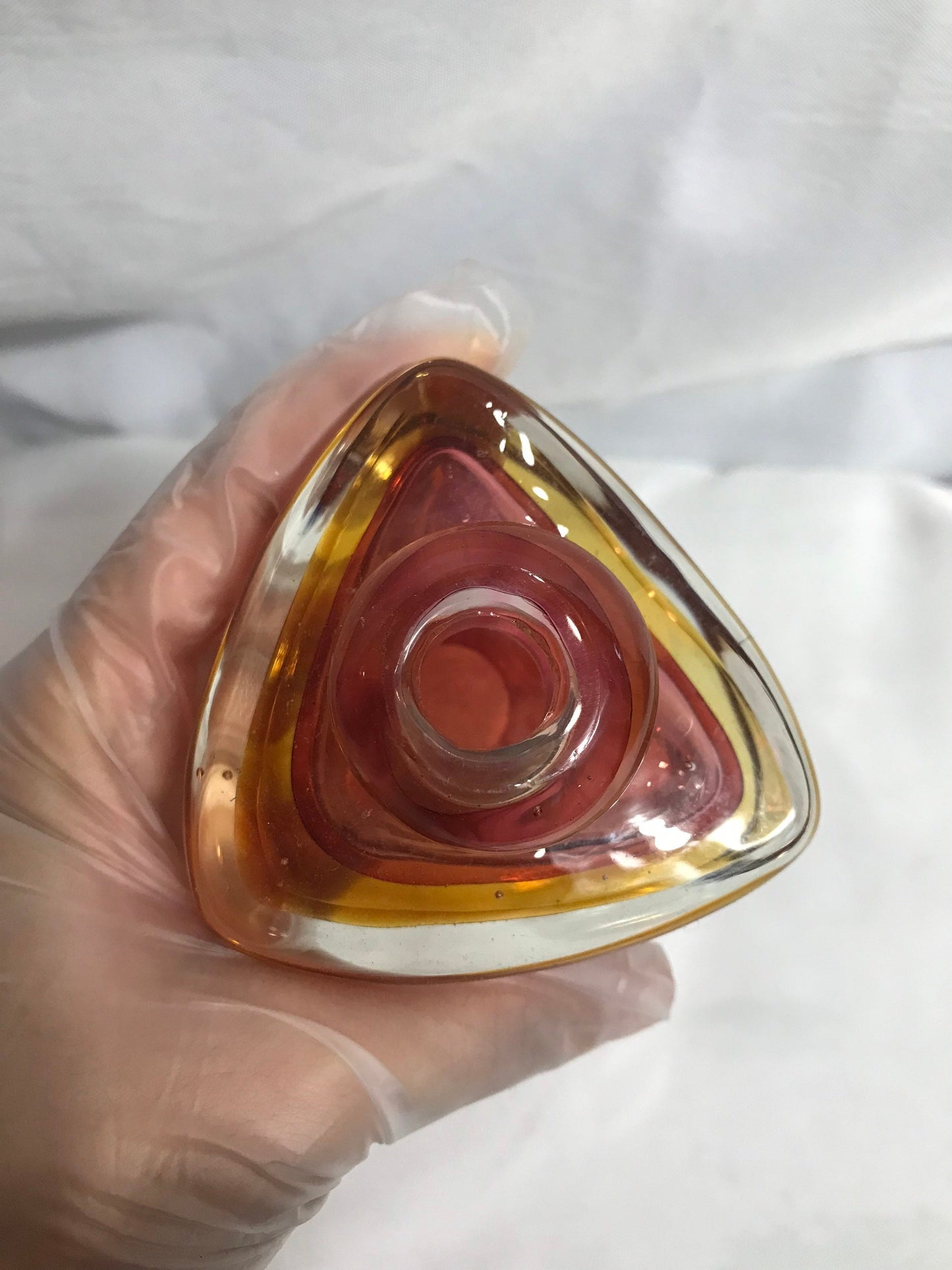 Vintage Red & Yellow Glass Perfume Bottle | Vanity Storage