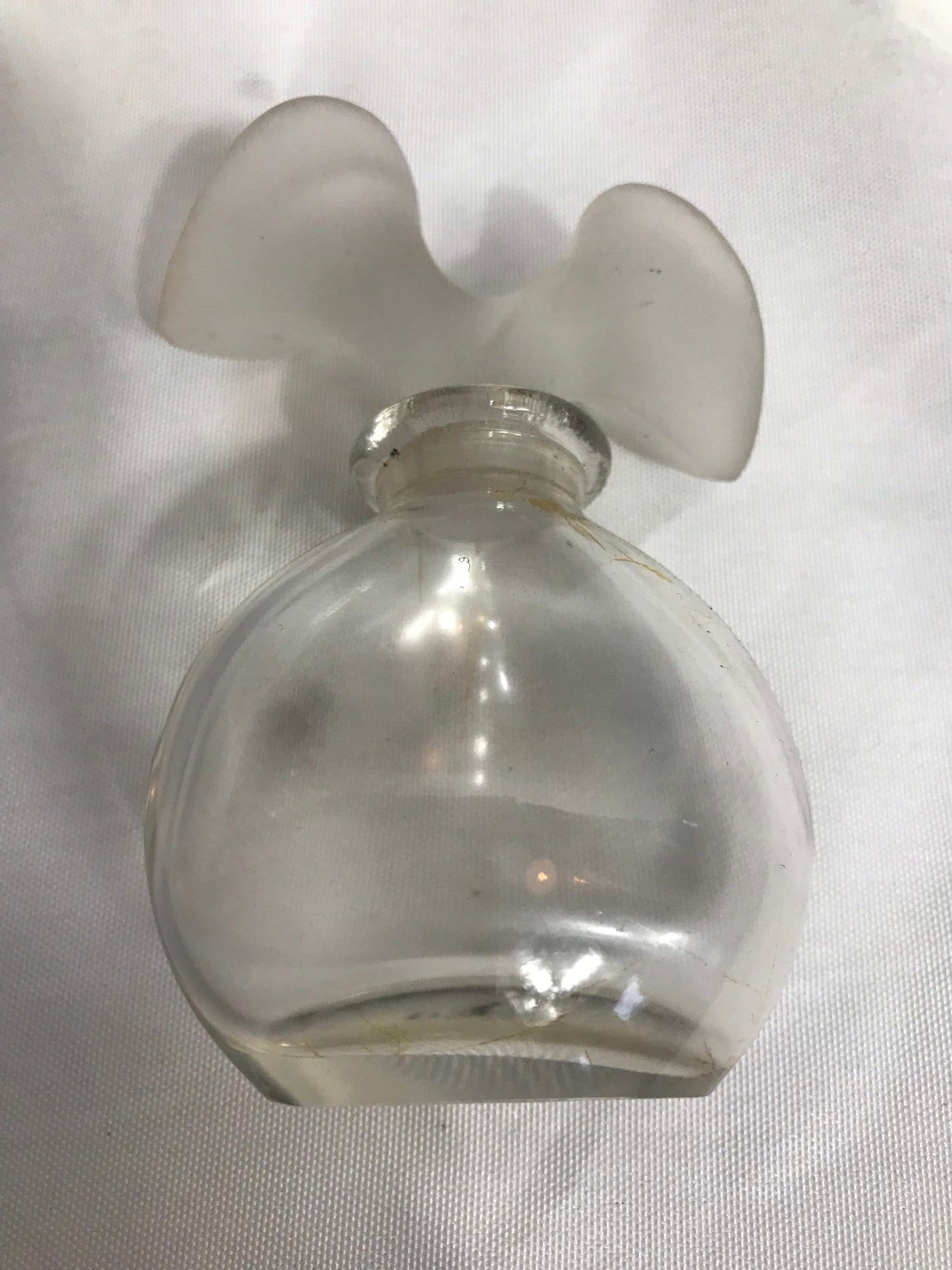 Vintage Clear Glass Leaf Perfume Bottle | Vanity Storage