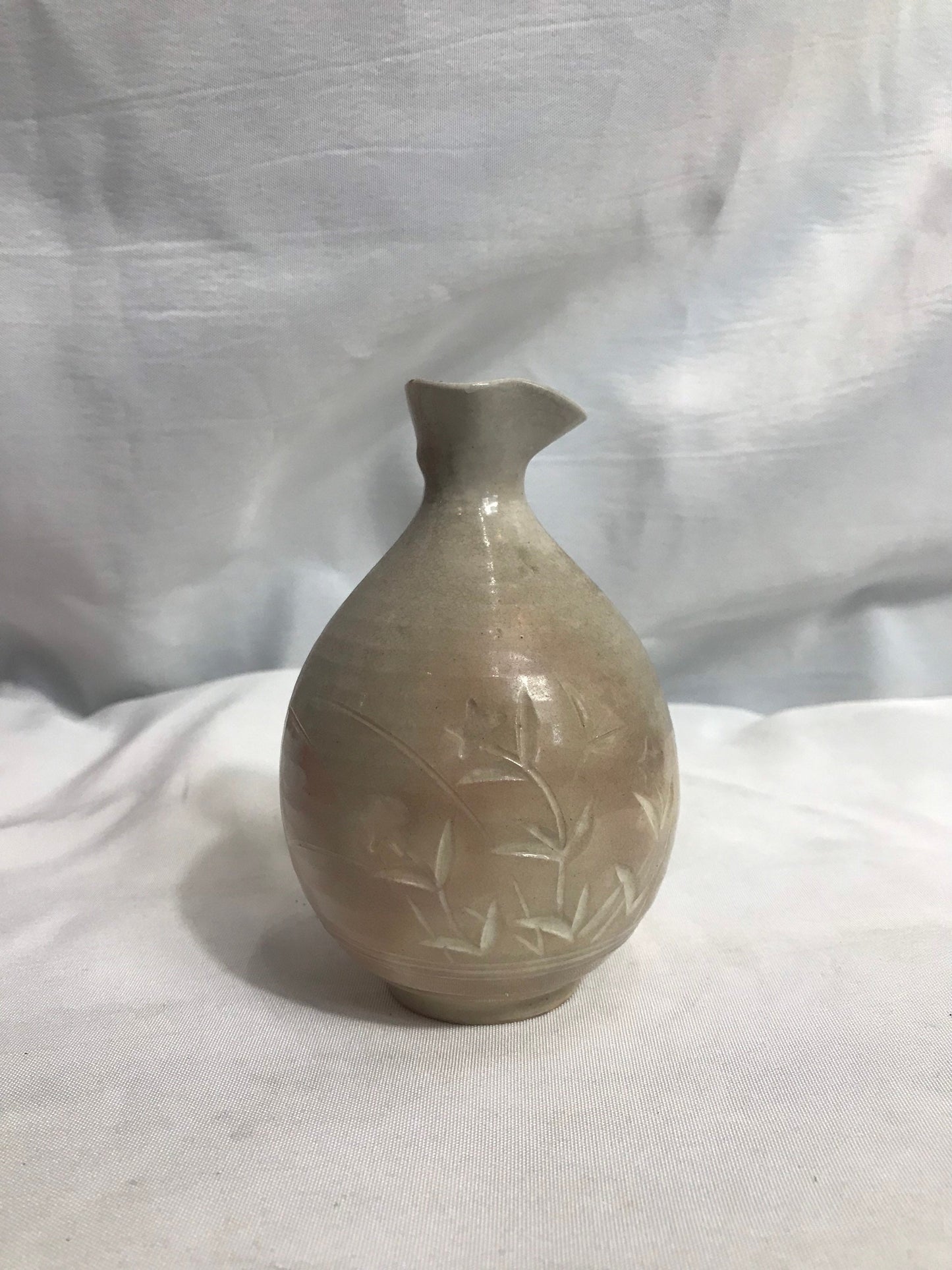 Vintage Beige Ceramic Flower Vase | Home Decor