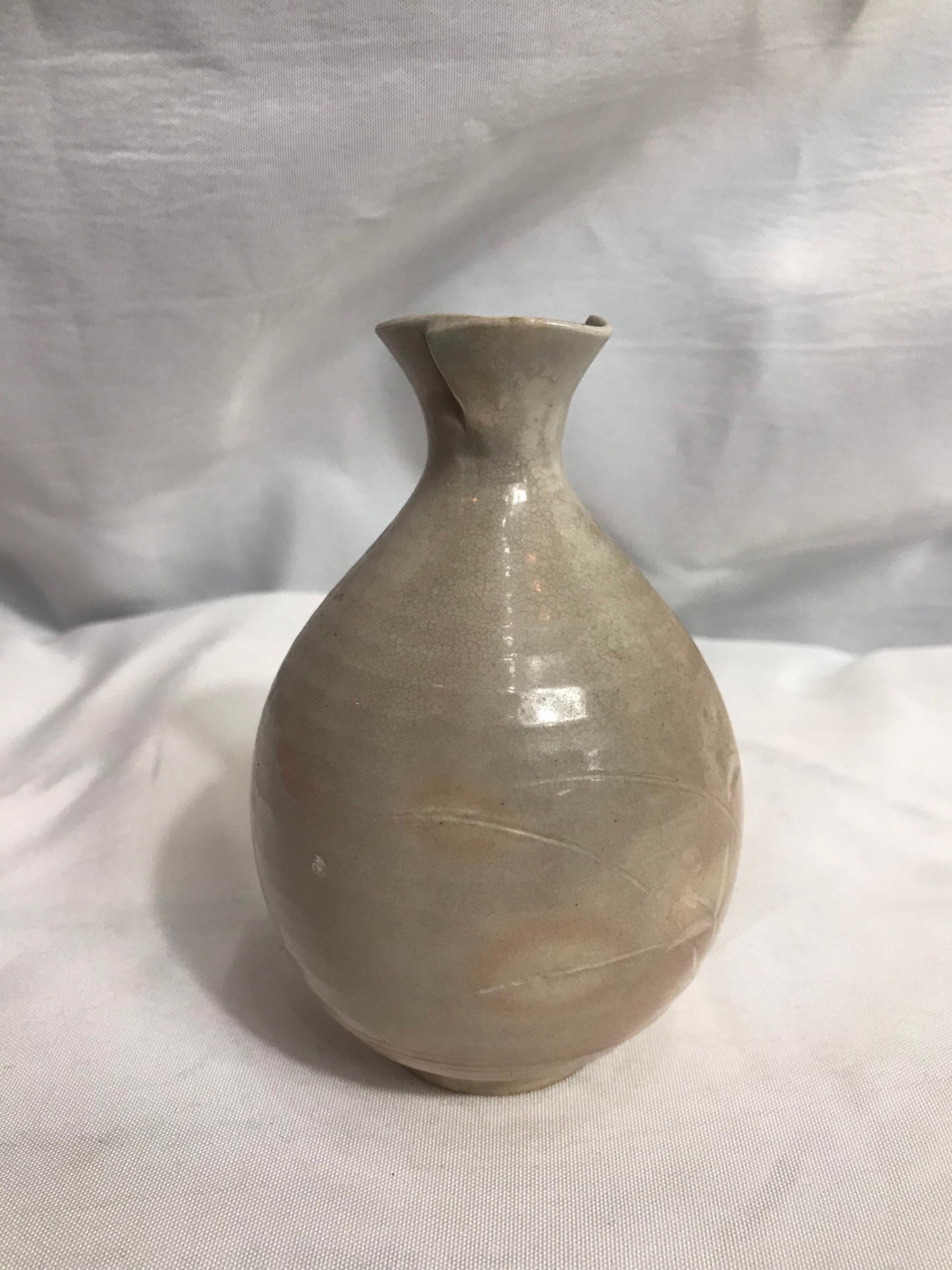 Vintage Beige Ceramic Flower Vase | Home Decor