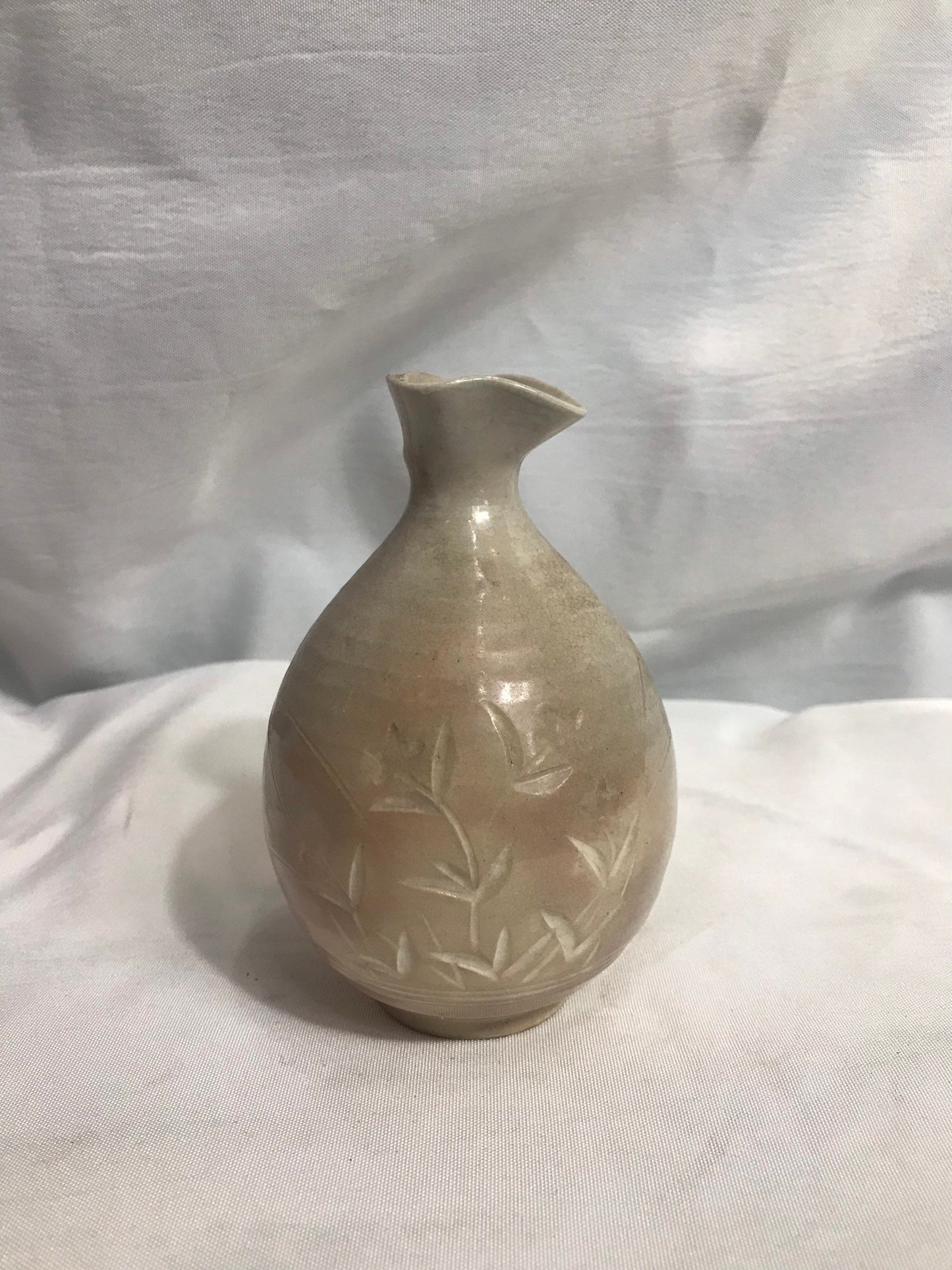 Vintage Beige Ceramic Flower Vase | Home Decor