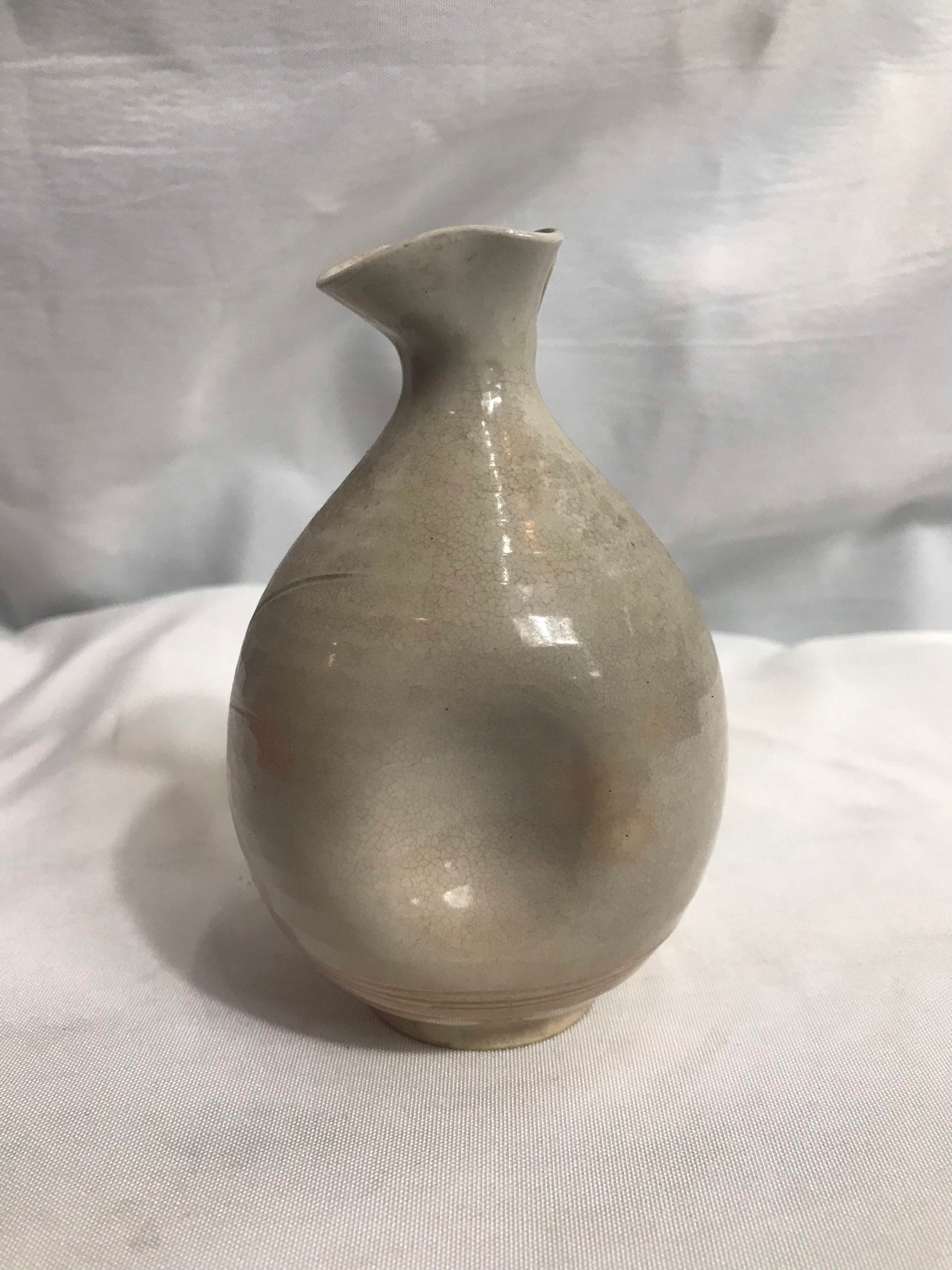 Vintage Beige Ceramic Flower Vase | Home Decor