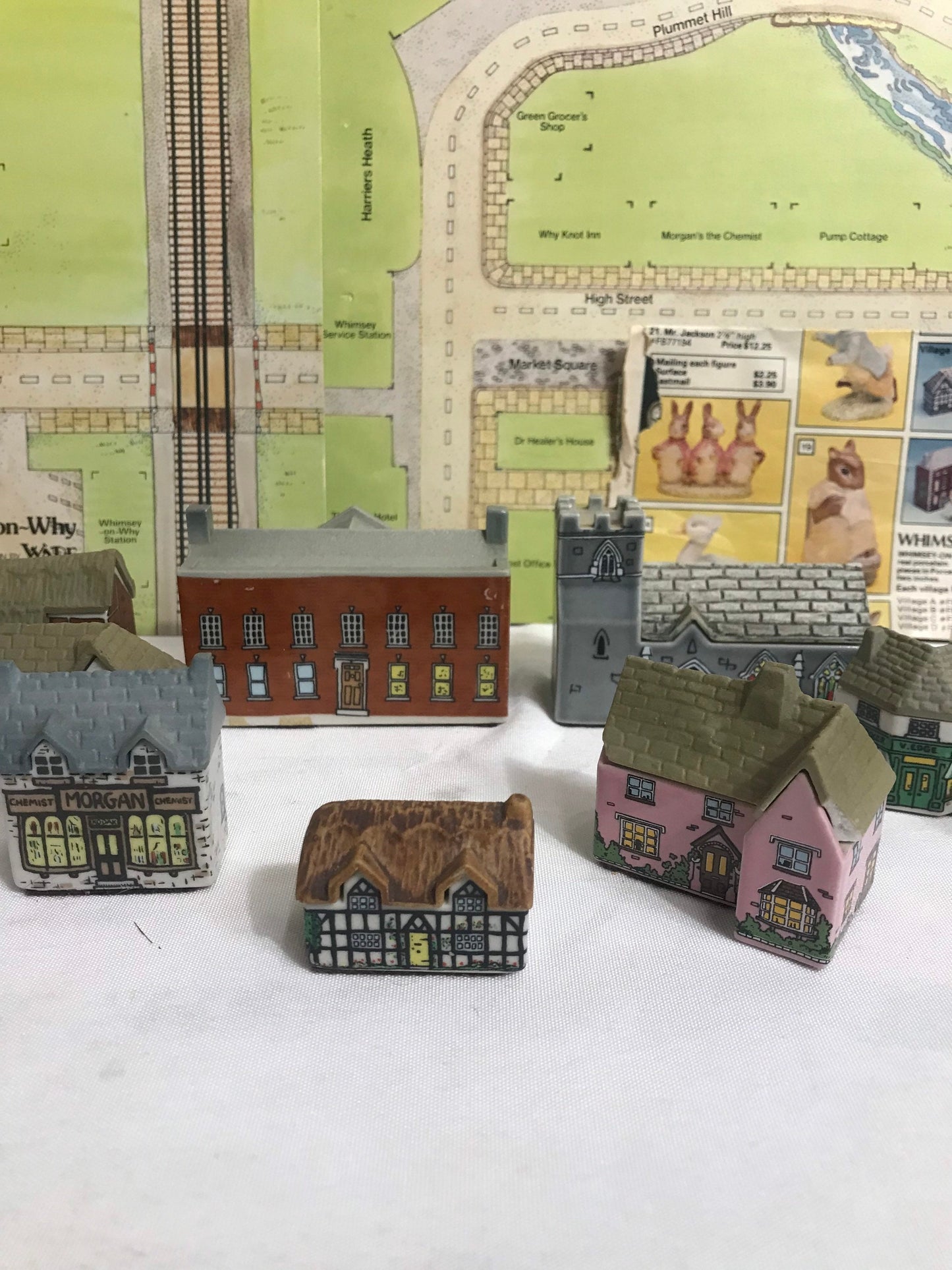 Vintage Whimsey-On-Why Porcelain Miniature Village By Wade Of England | Miniatures