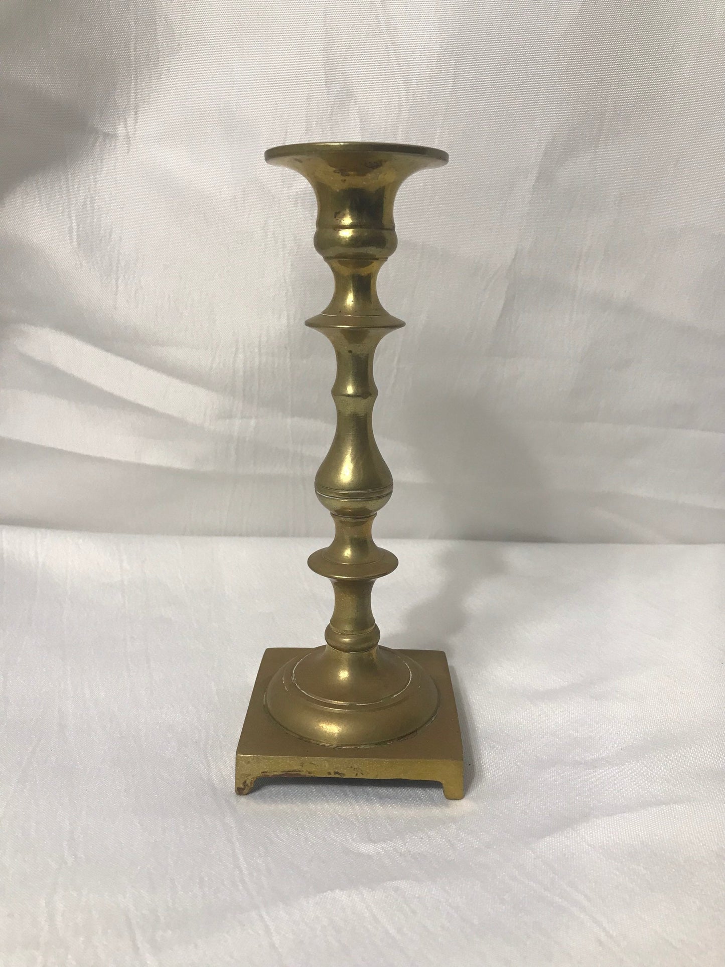 Vintage Brass Candlestick with Square Base | Home Decor