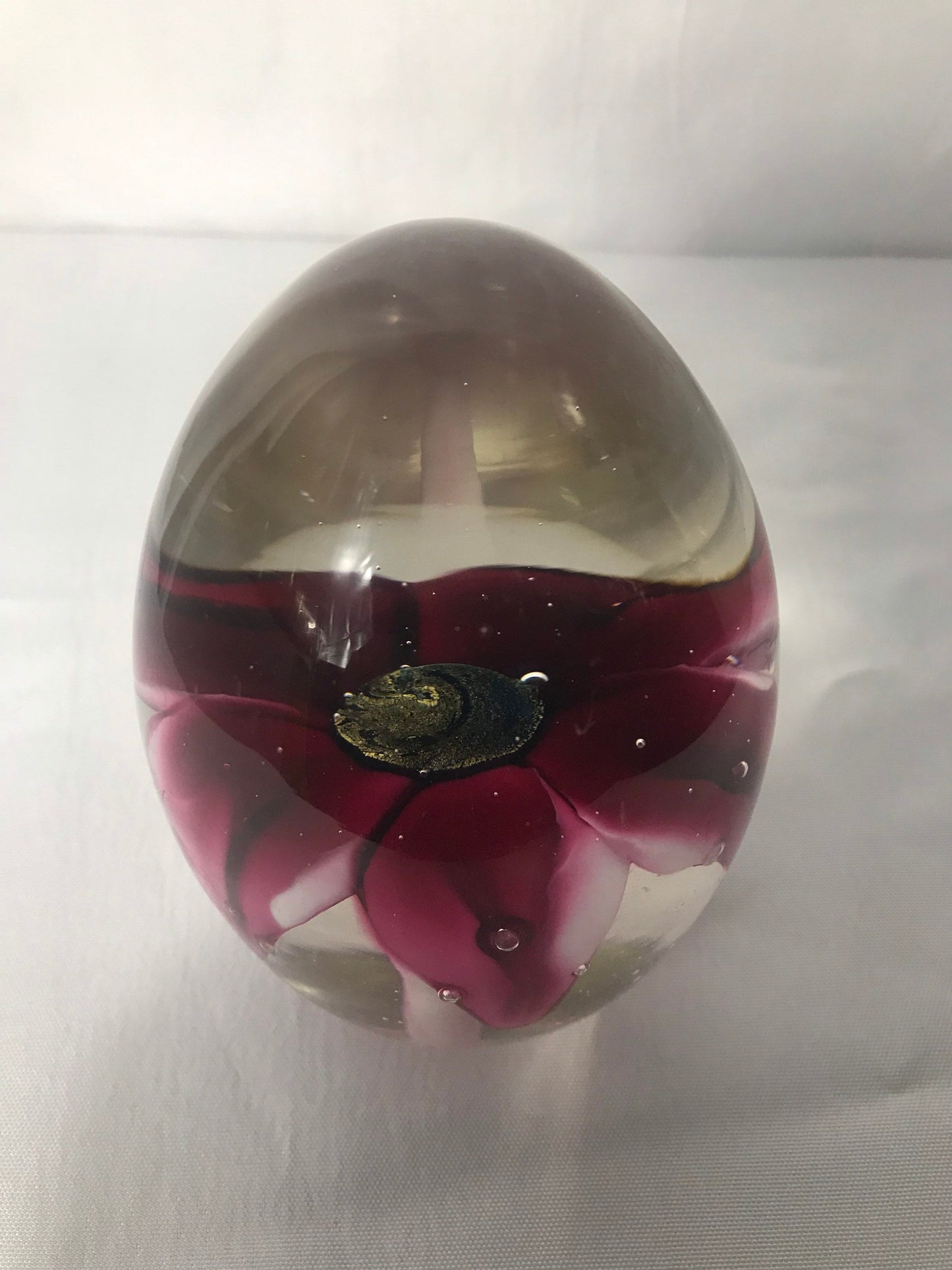 Glass Flower Paperweight, Vintage Desk Accessory, Floral Office Decor, Decorative Paperweight, Gift for Her