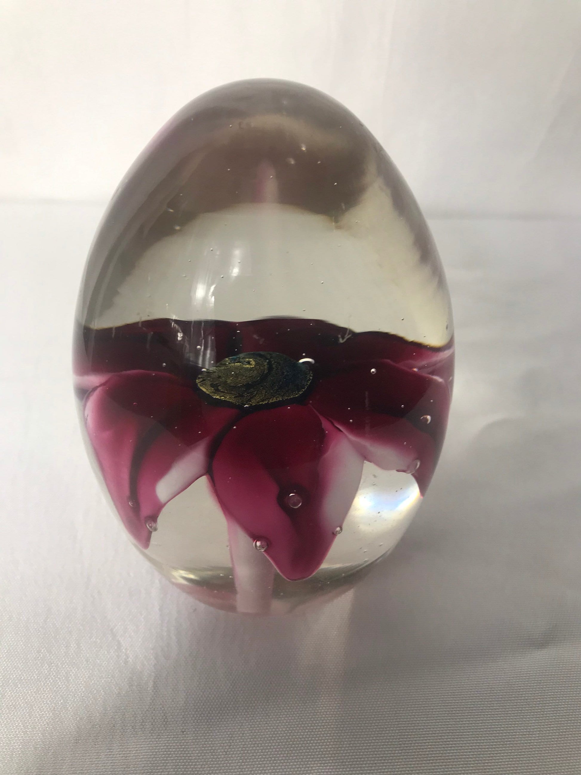 Glass Flower Paperweight, Vintage Desk Accessory, Floral Office Decor, Decorative Paperweight, Gift for Her