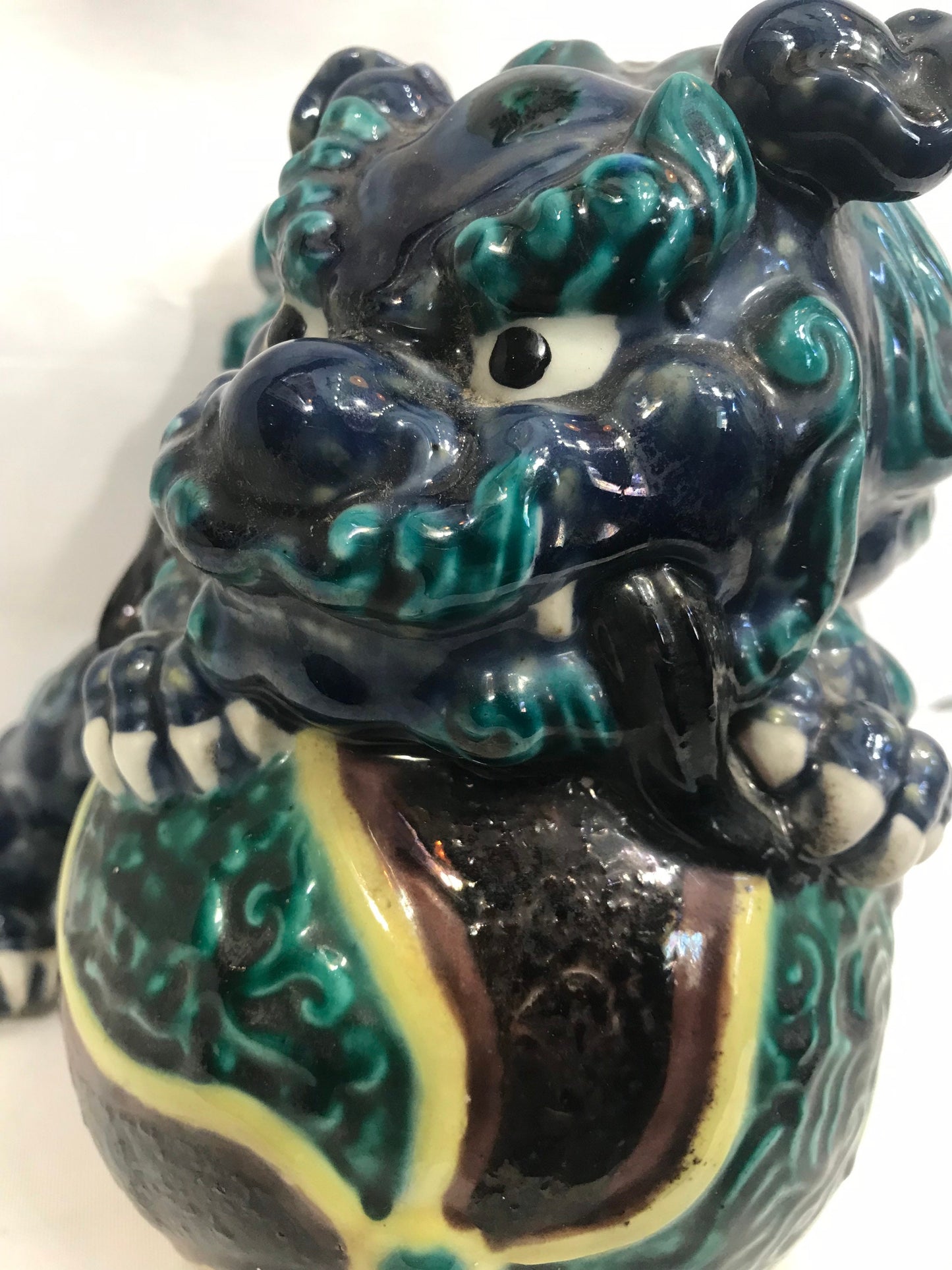 Vintage Chinese Classic Guardian Lion Holding A Ball | Fu Dogs | Foo Lion | Home Decor