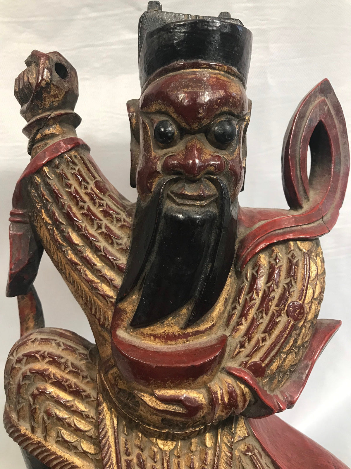 Vintage Wooden Sculpture of A Teak Warlord | Home Decor