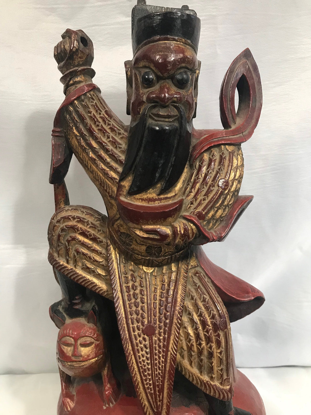 Vintage Wooden Sculpture of A Teak Warlord | Home Decor