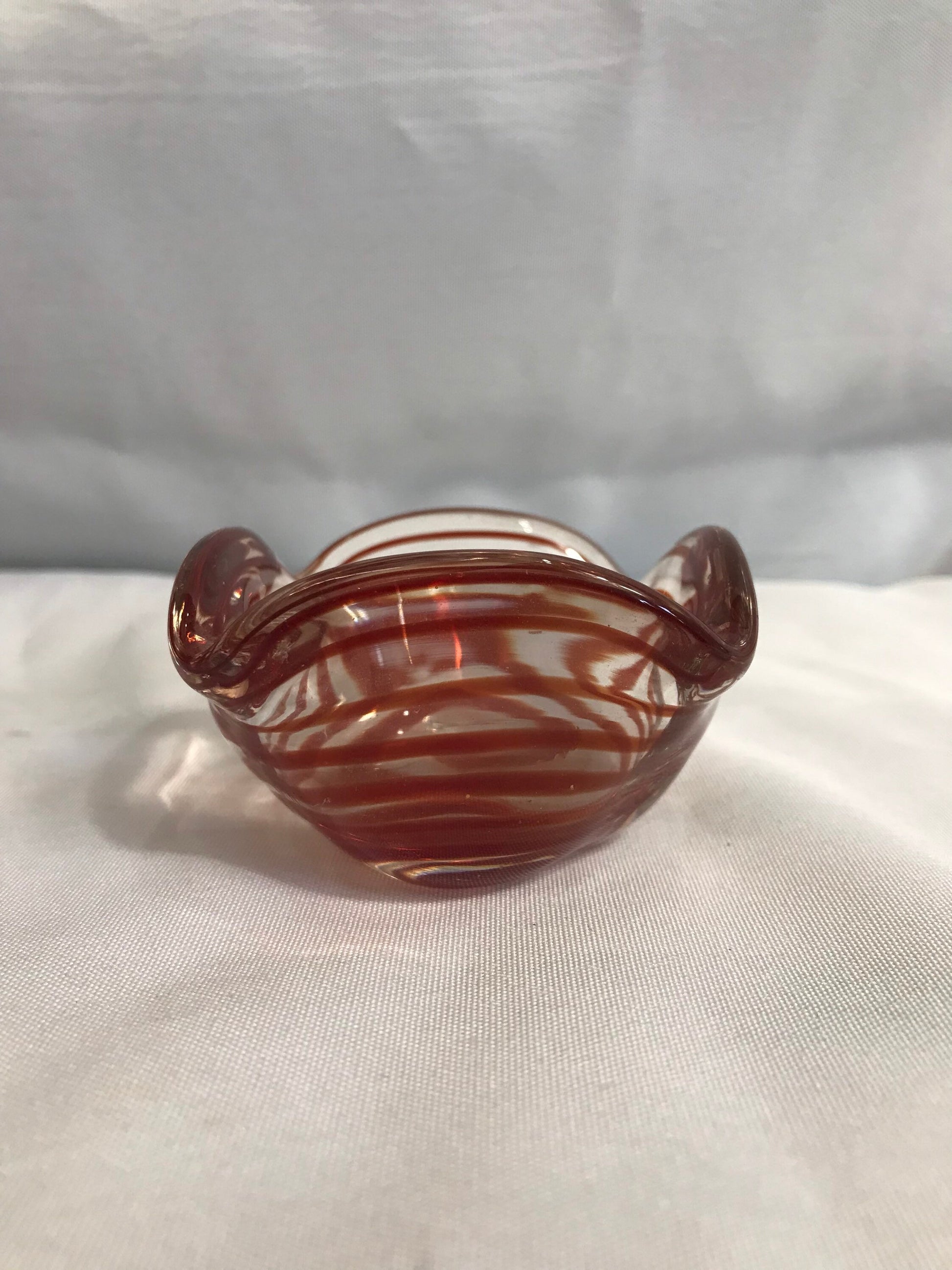 Vintage Auburn Swirl Murano Glass Dish | Home Decor