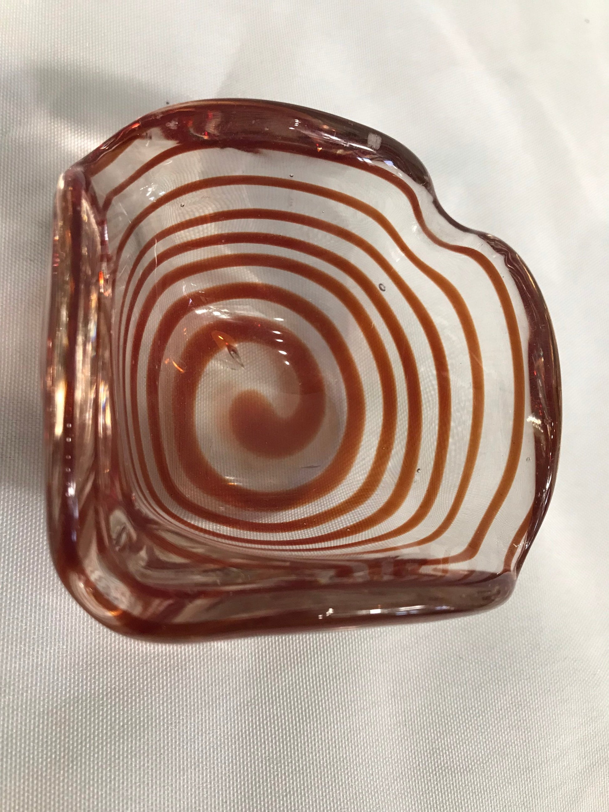 Vintage Auburn Swirl Murano Glass Dish | Home Decor