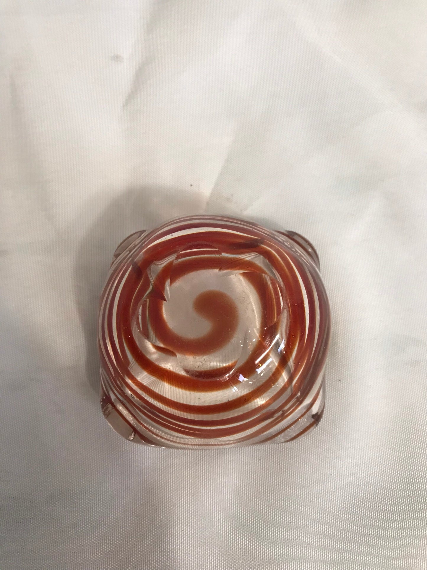 Vintage Auburn Swirl Murano Glass Dish | Home Decor