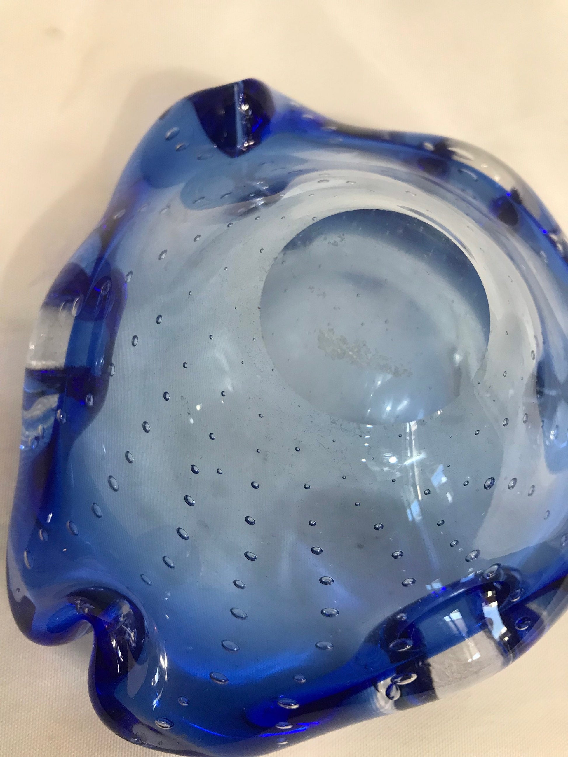 Vintage Clear Blue Murano Glass | Home Decor