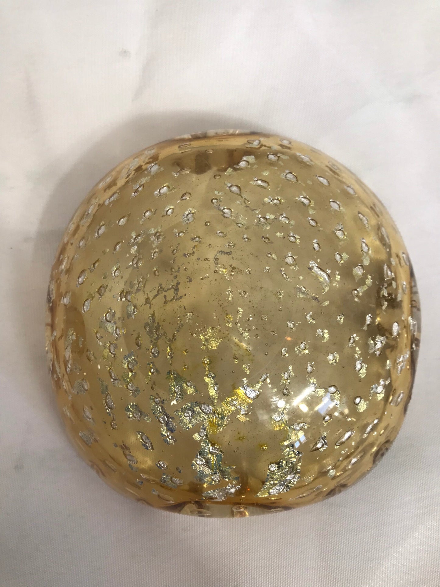 Vintage Speckled Gold Leaf Murano Glass Dish | Home Decor