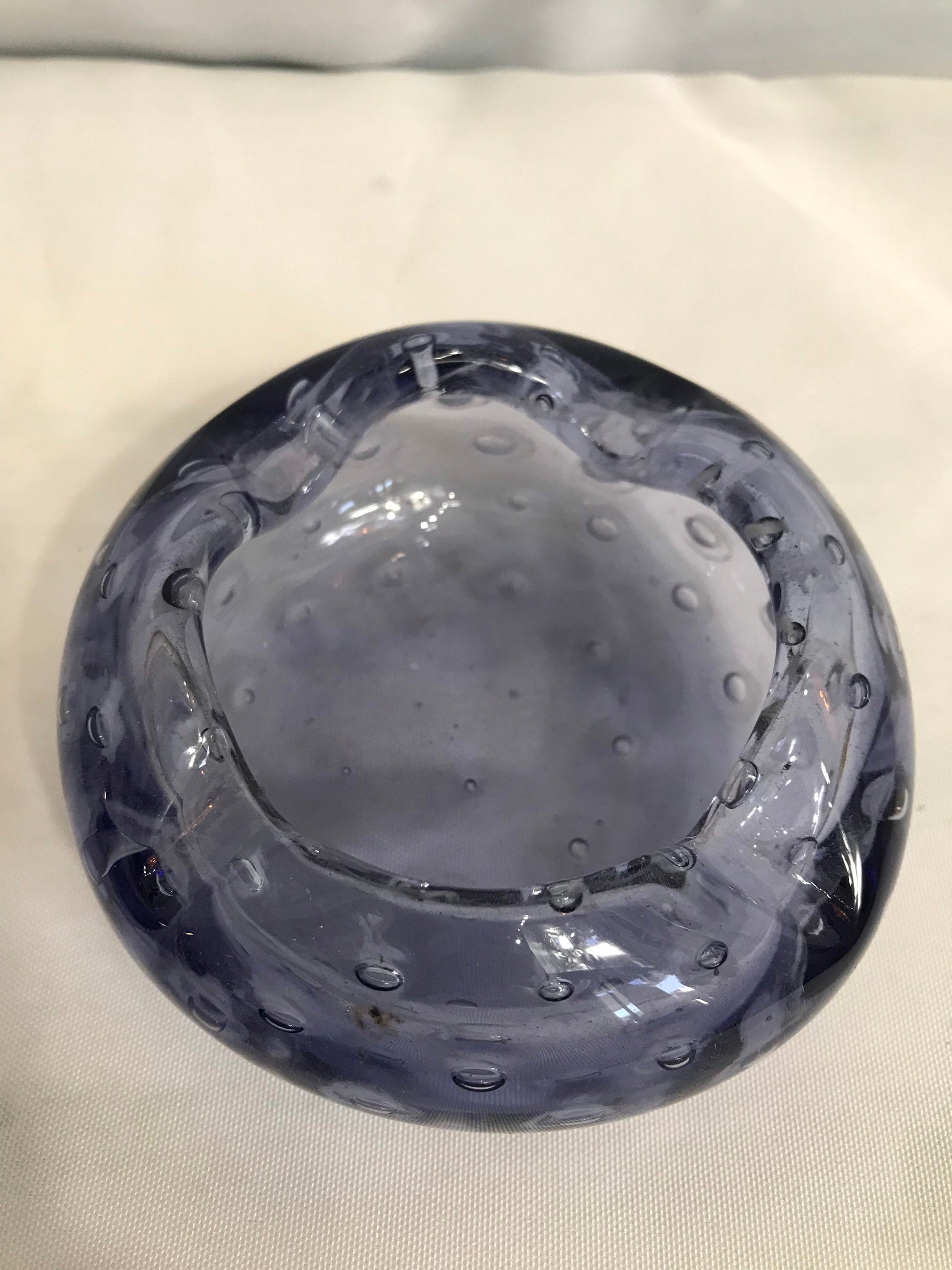 Vintage Blue Bubble Glass Murano Dish | Home Decor