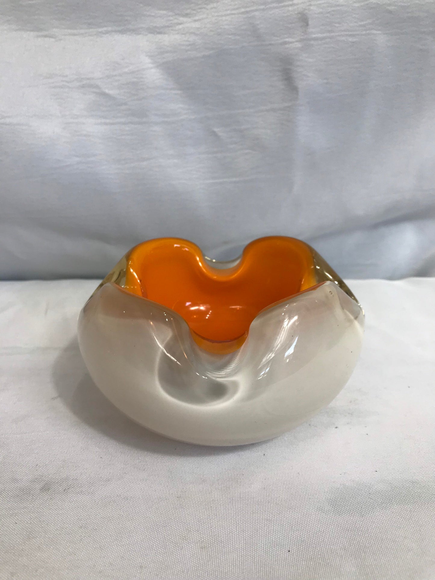 Vintage Orange and White Murano Glass Dish | Home Decor