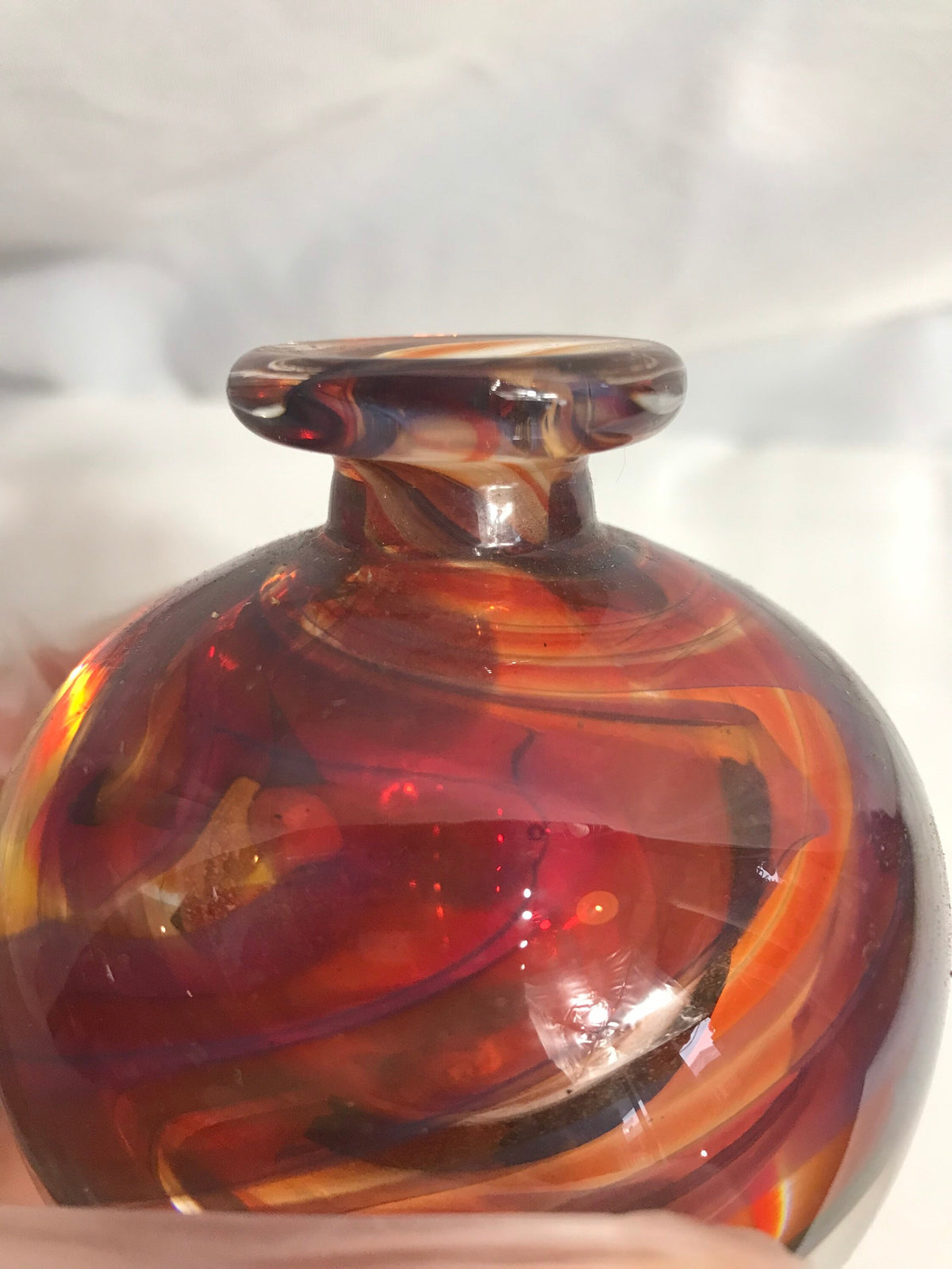 Vintage Red Swirl Glass Perfume Bottle | Vanity Storage