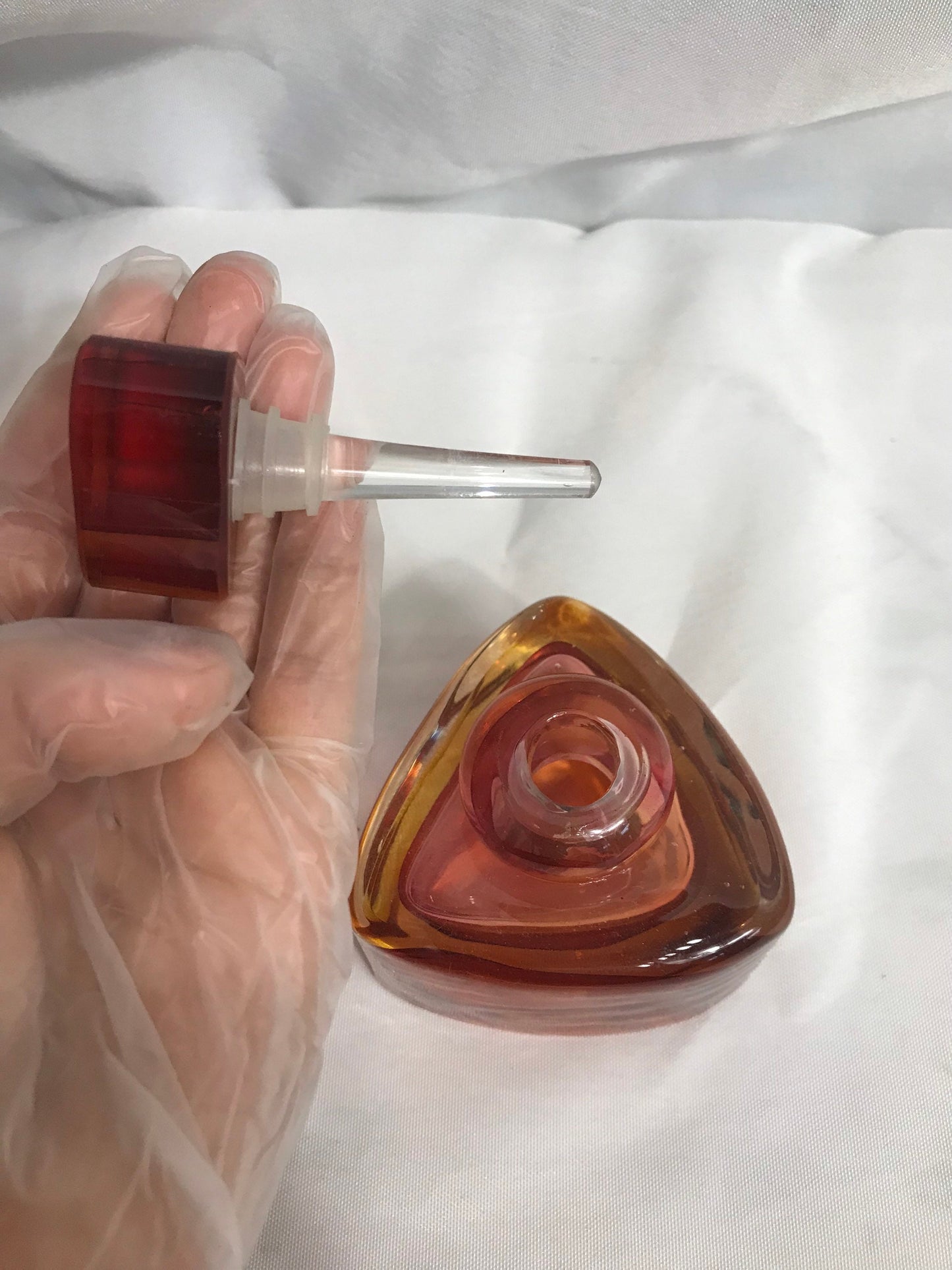 Vintage Red & Yellow Glass Perfume Bottle | Vanity Storage