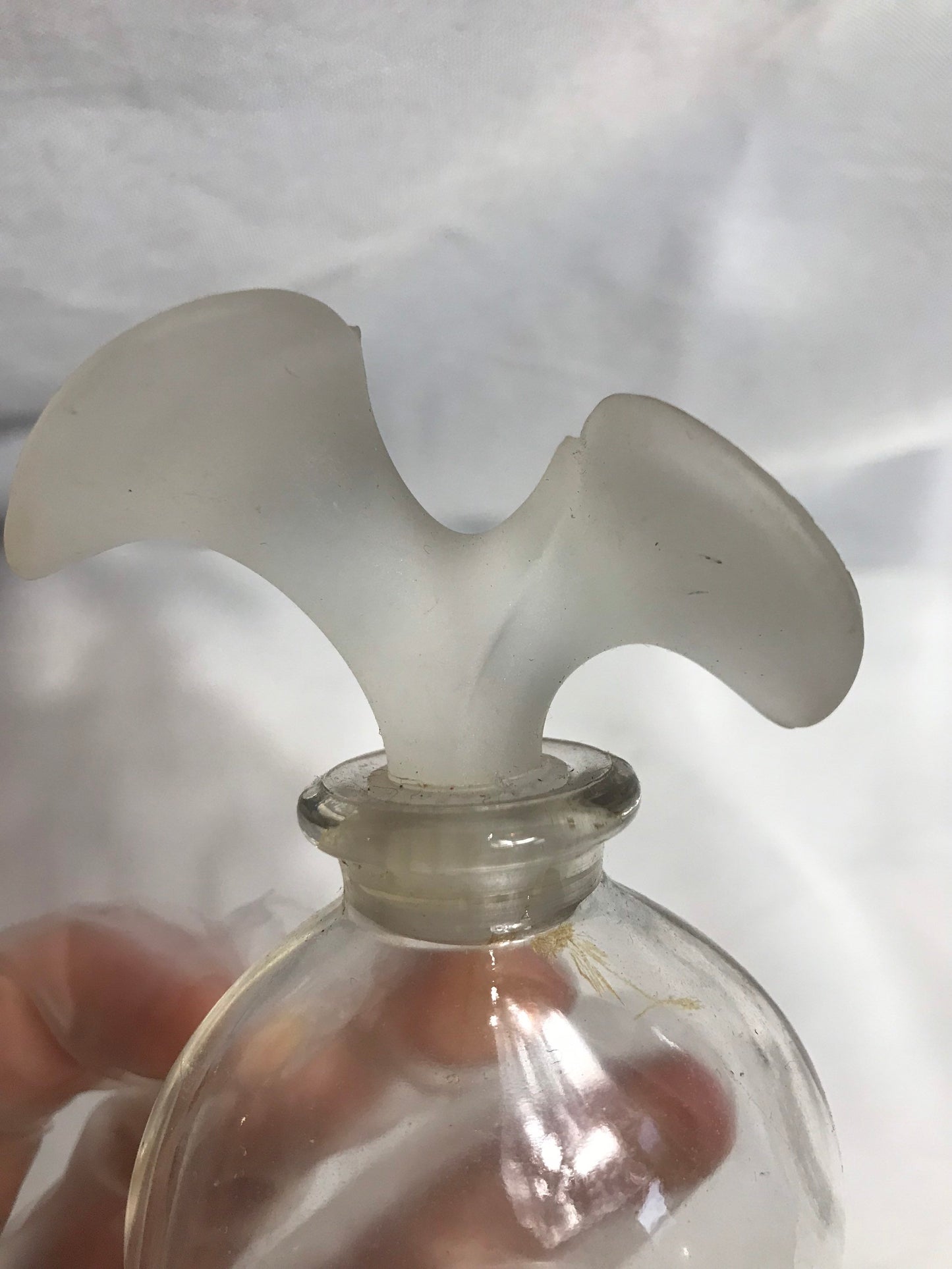 Vintage Clear Glass Leaf Perfume Bottle | Vanity Storage