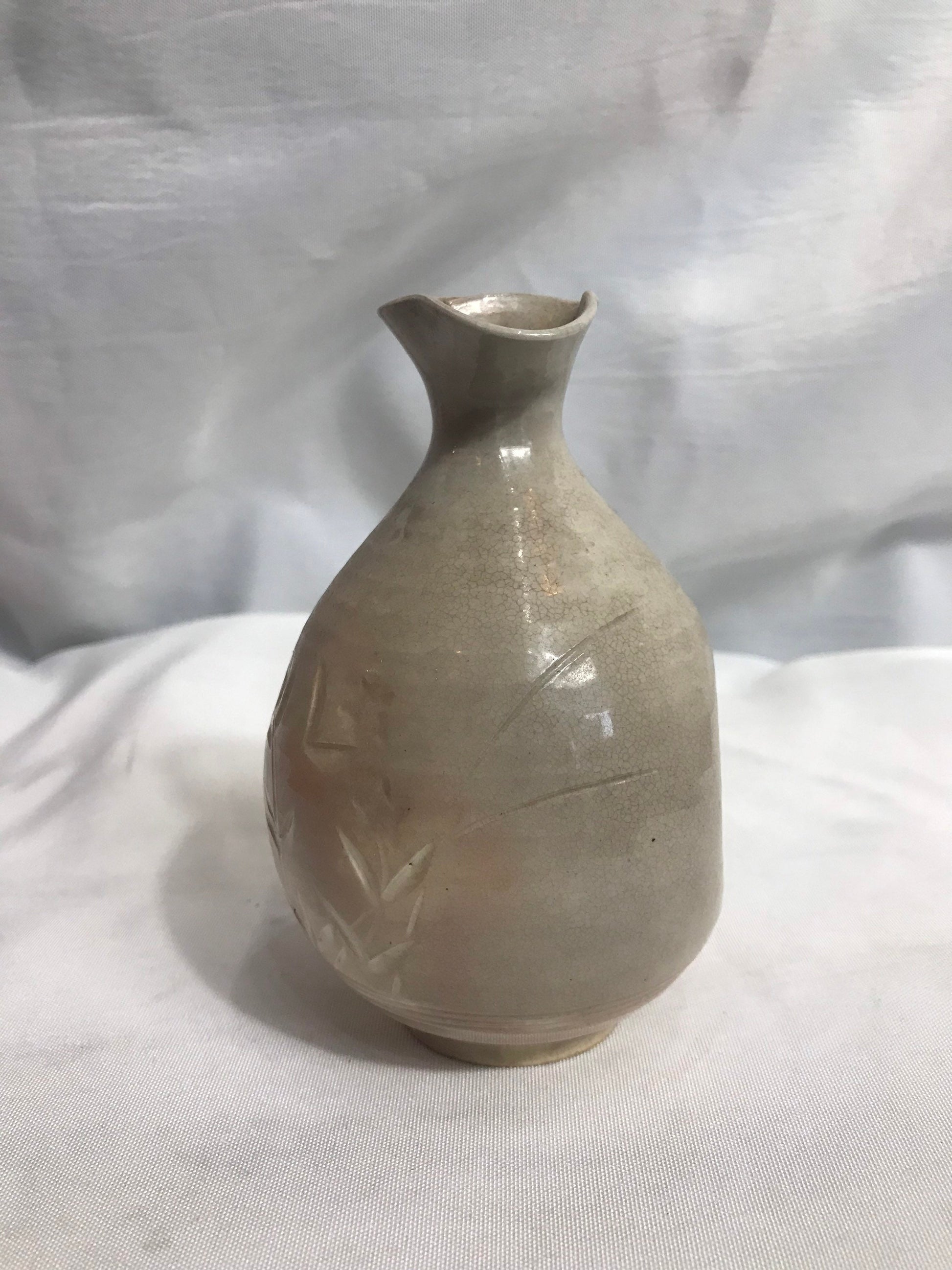 Vintage Beige Ceramic Flower Vase | Home Decor